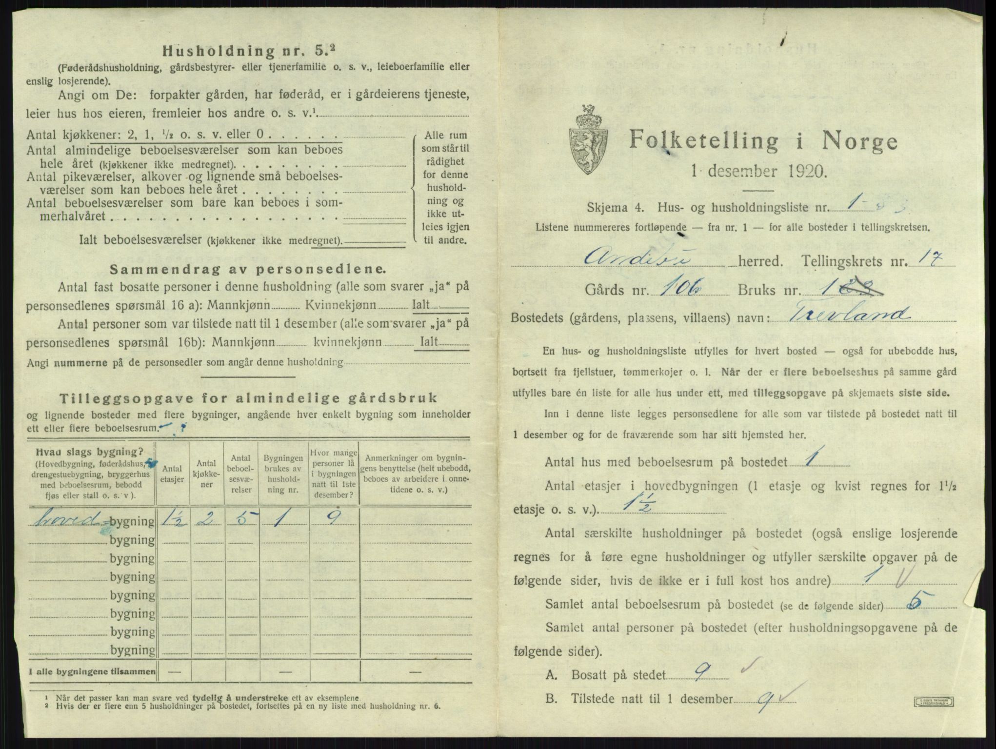 SAKO, 1920 census for Andebu, 1920, p. 917