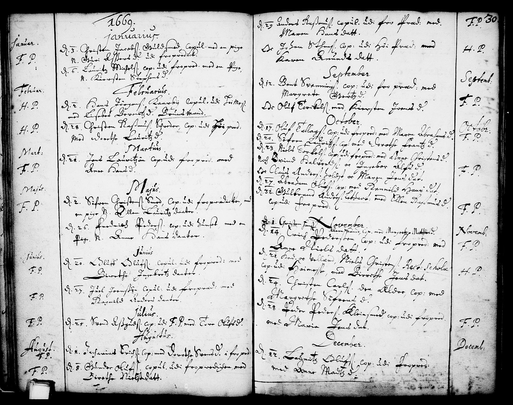 Skien kirkebøker, SAKO/A-302/F/Fa/L0001: Parish register (official) no. 1, 1659-1679, p. 30