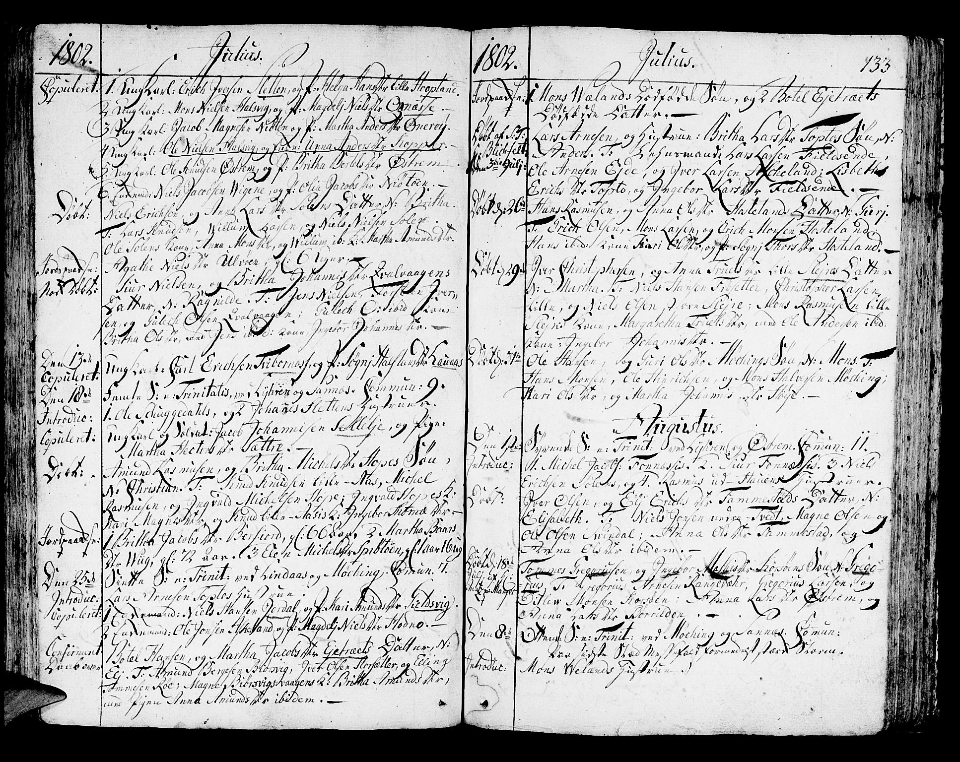 Lindås Sokneprestembete, SAB/A-76701/H/Haa: Parish register (official) no. A 5, 1791-1813, p. 133