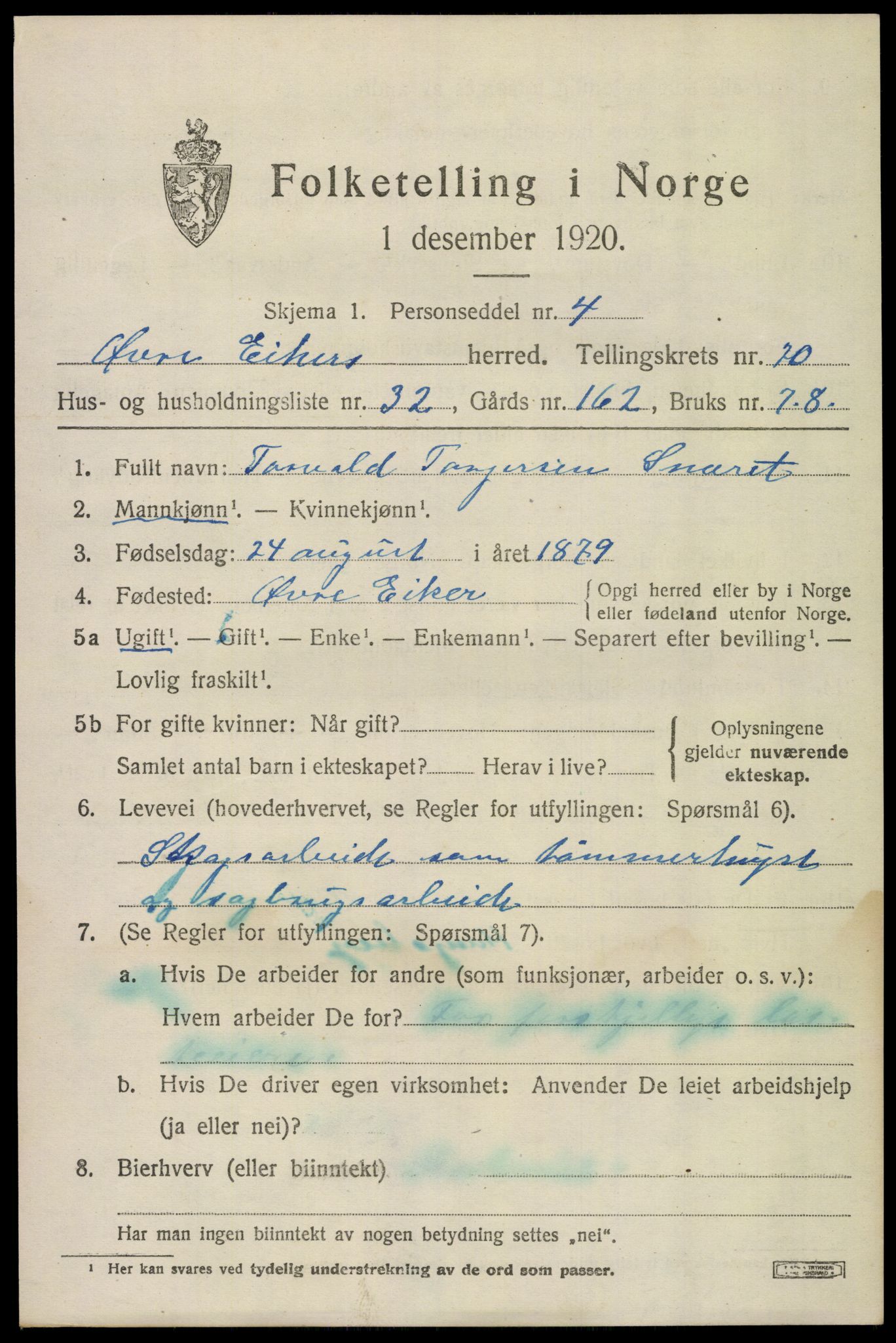 SAKO, 1920 census for Øvre Eiker, 1920, p. 22630