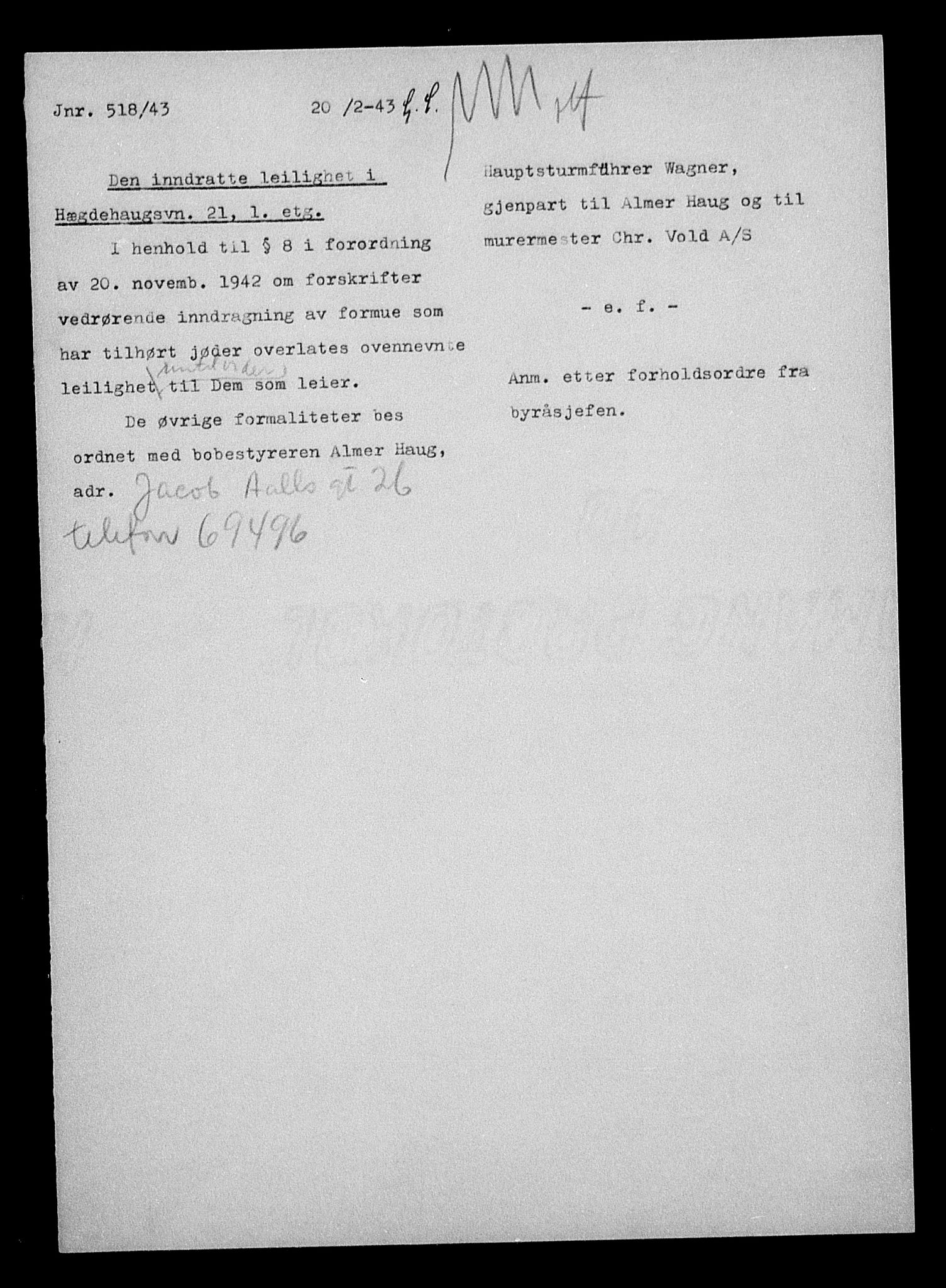 Justisdepartementet, Tilbakeføringskontoret for inndratte formuer, AV/RA-S-1564/H/Hc/Hcc/L0943: --, 1945-1947, p. 422