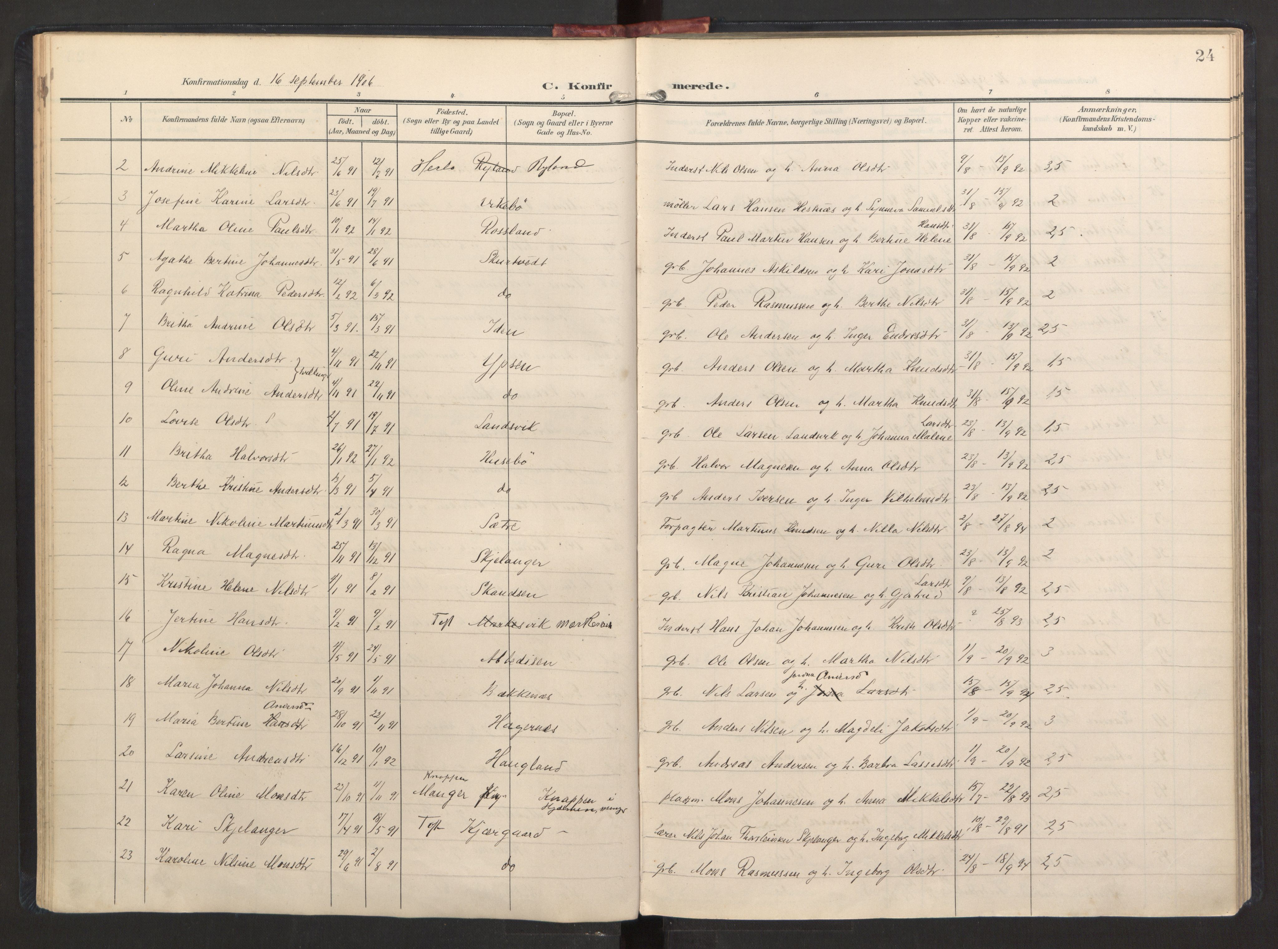 Herdla Sokneprestembete, SAB/A-75701/H/Haa: Parish register (official) no. A 7, 1902-1923, p. 24