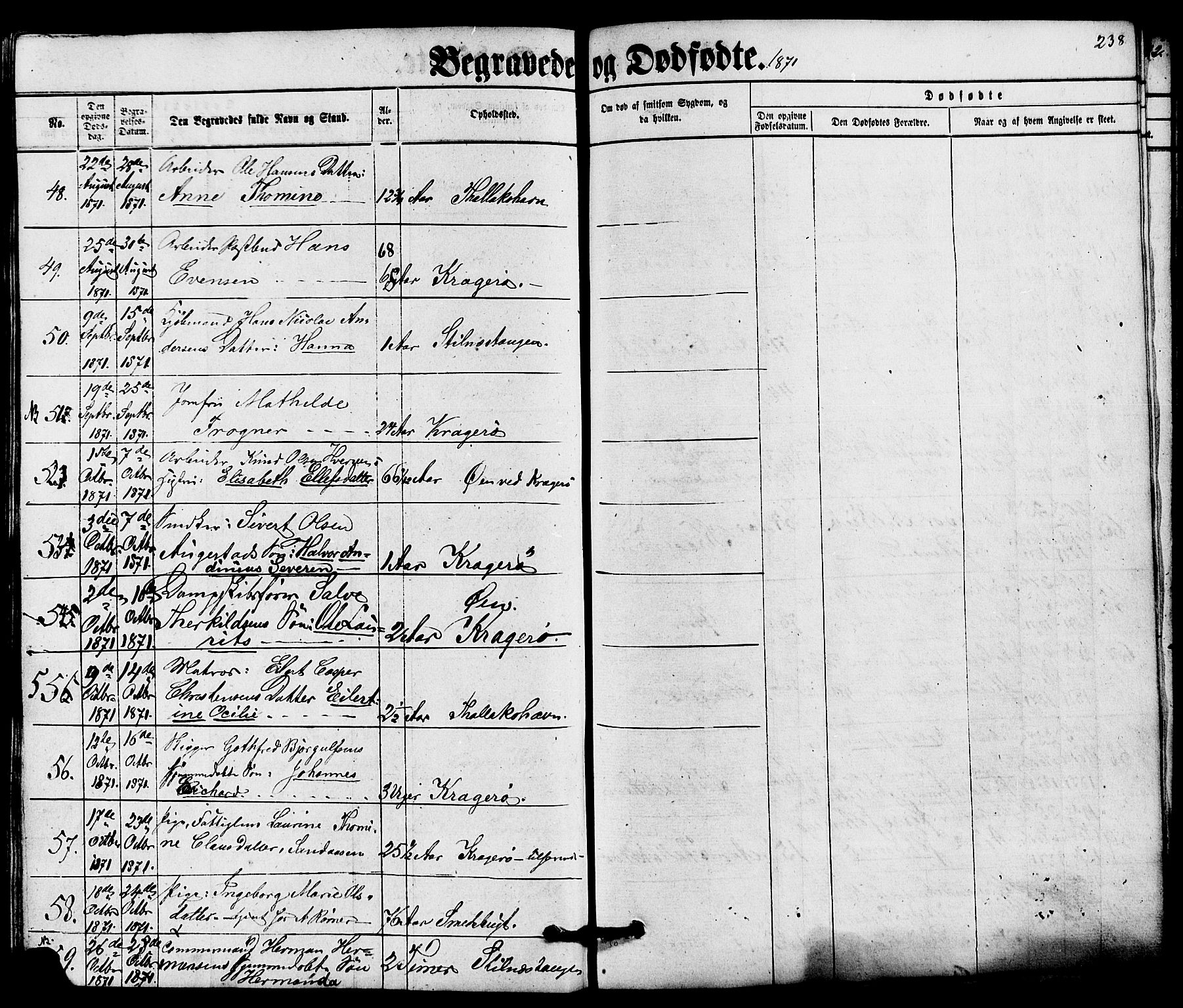 Kragerø kirkebøker, AV/SAKO-A-278/G/Ga/L0005: Parish register (copy) no. 5, 1865-1881, p. 238
