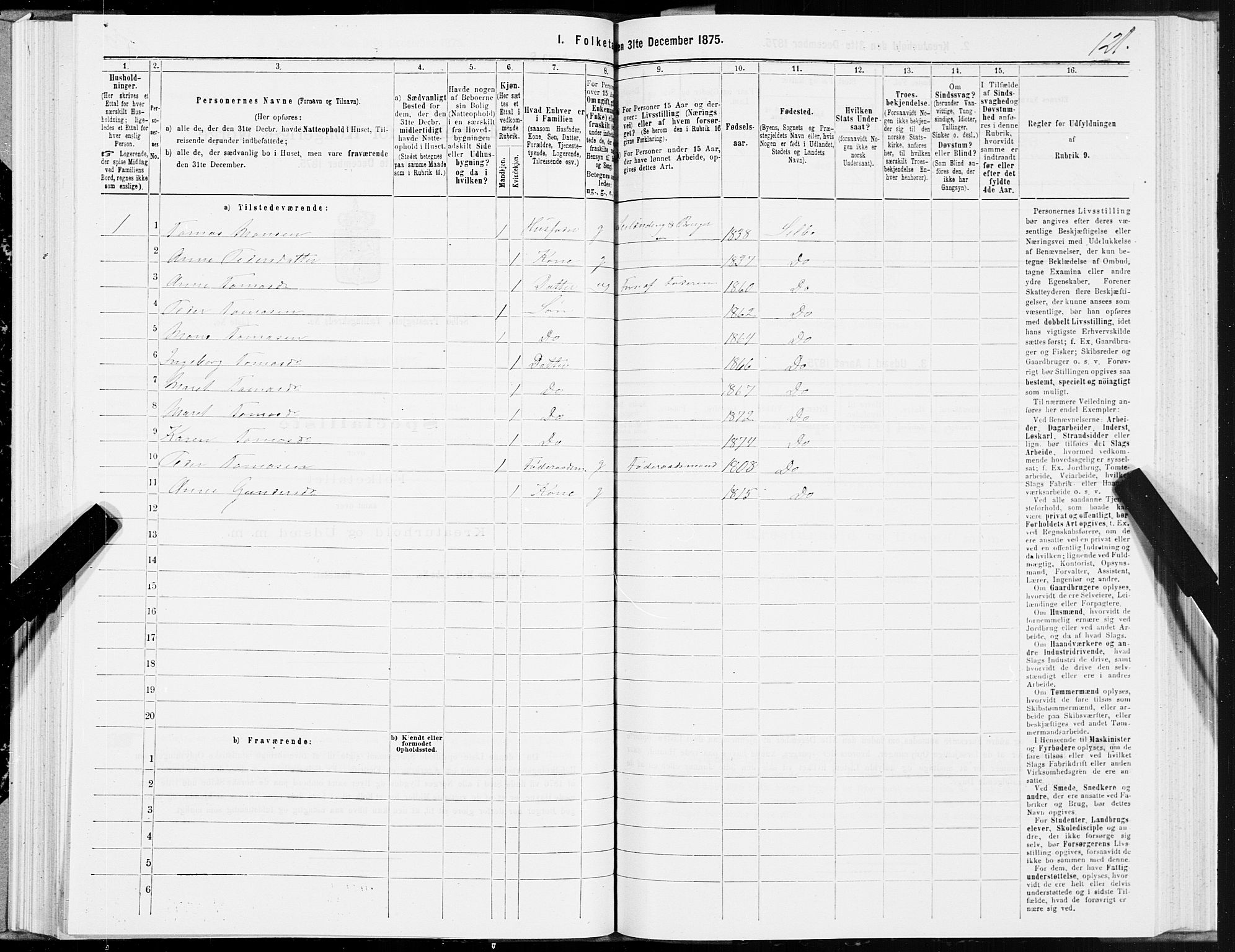 SAT, 1875 census for 1664P Selbu, 1875, p. 4121