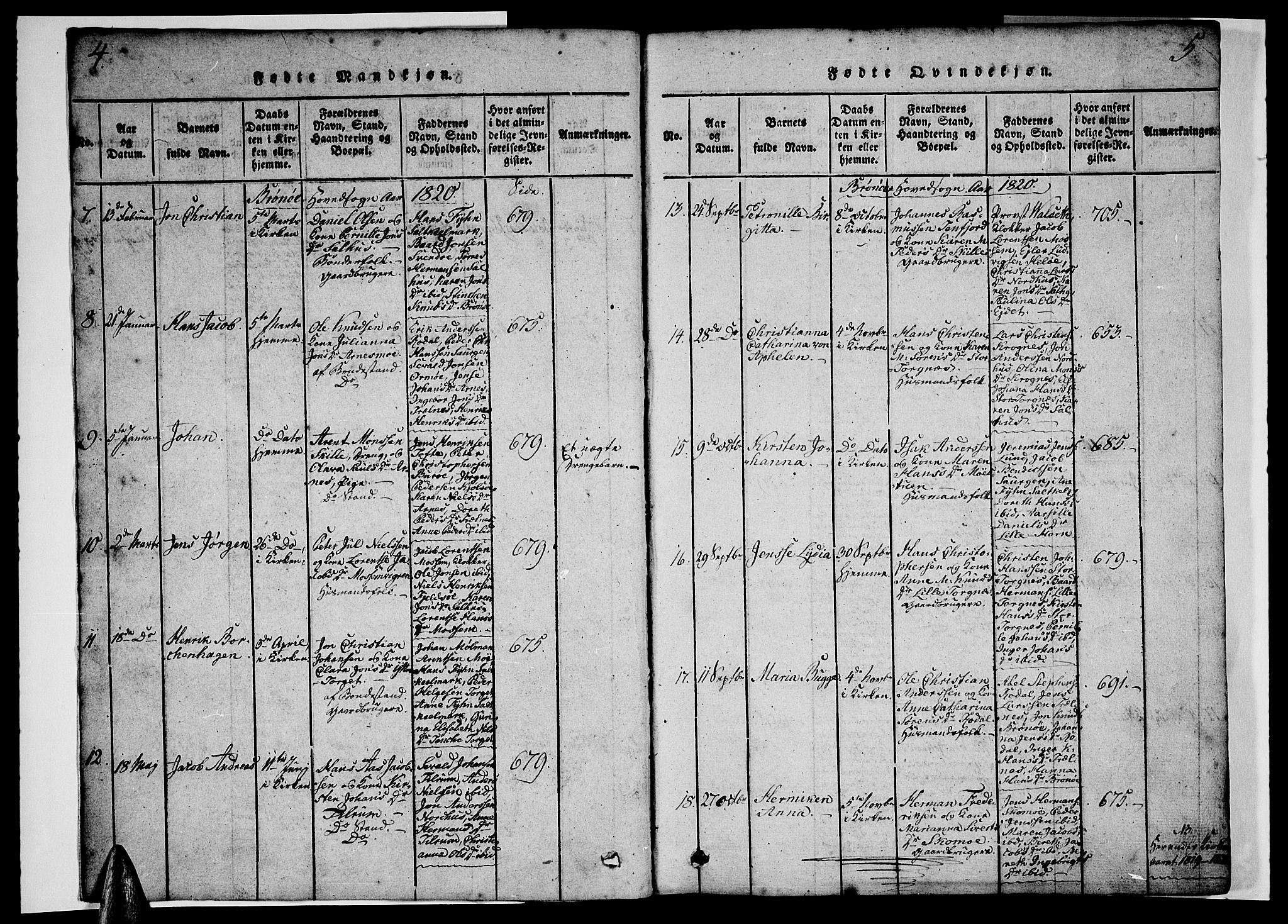Ministerialprotokoller, klokkerbøker og fødselsregistre - Nordland, SAT/A-1459/813/L0197: Parish register (official) no. 813A07, 1820-1833, p. 4-5