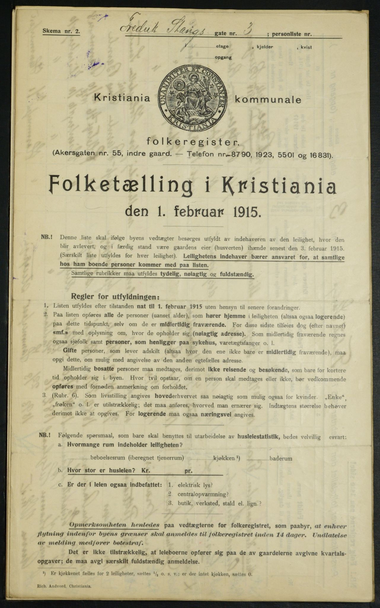 OBA, Municipal Census 1915 for Kristiania, 1915, p. 26169