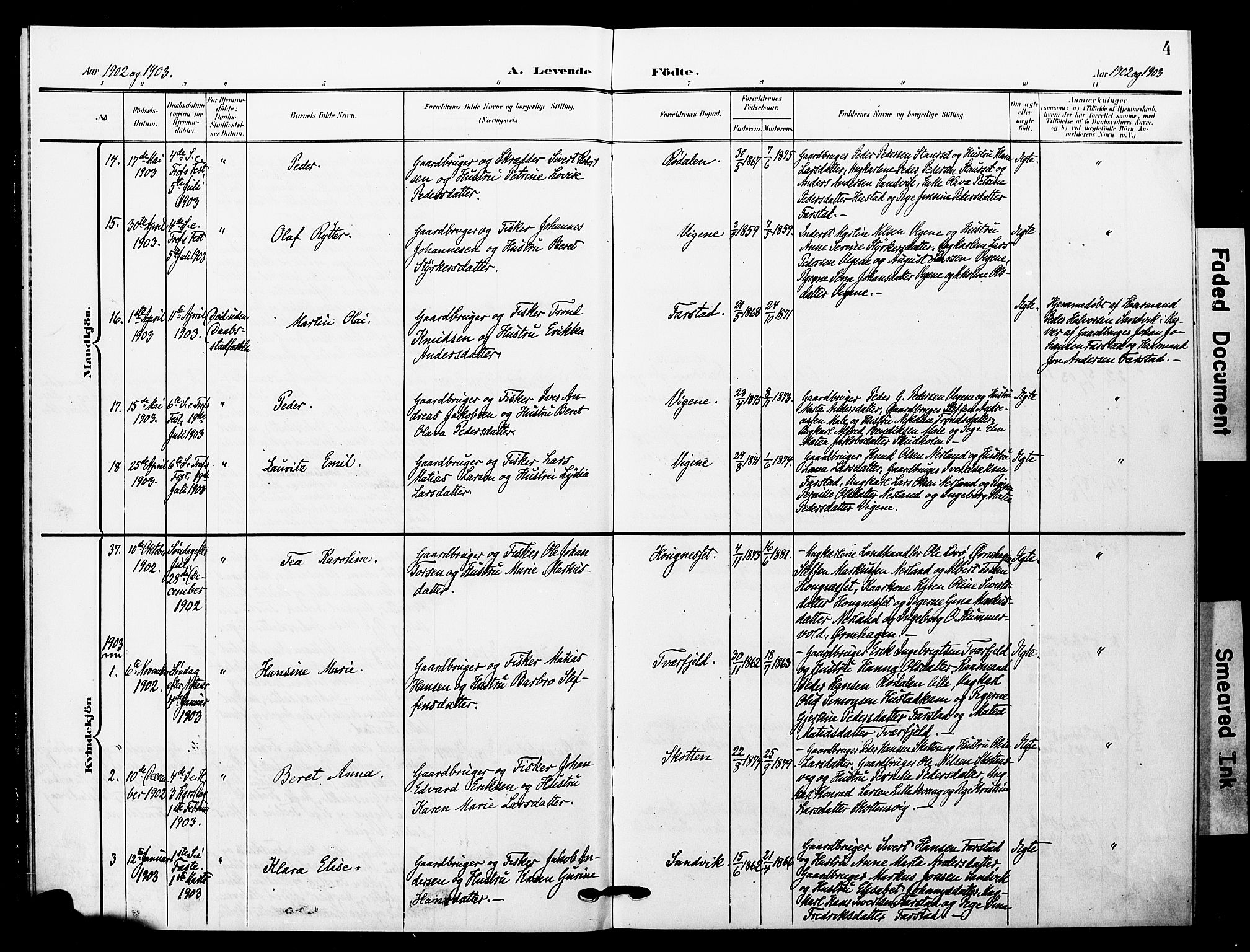 Ministerialprotokoller, klokkerbøker og fødselsregistre - Møre og Romsdal, AV/SAT-A-1454/567/L0780: Parish register (official) no. 567A03, 1902-1903, p. 4