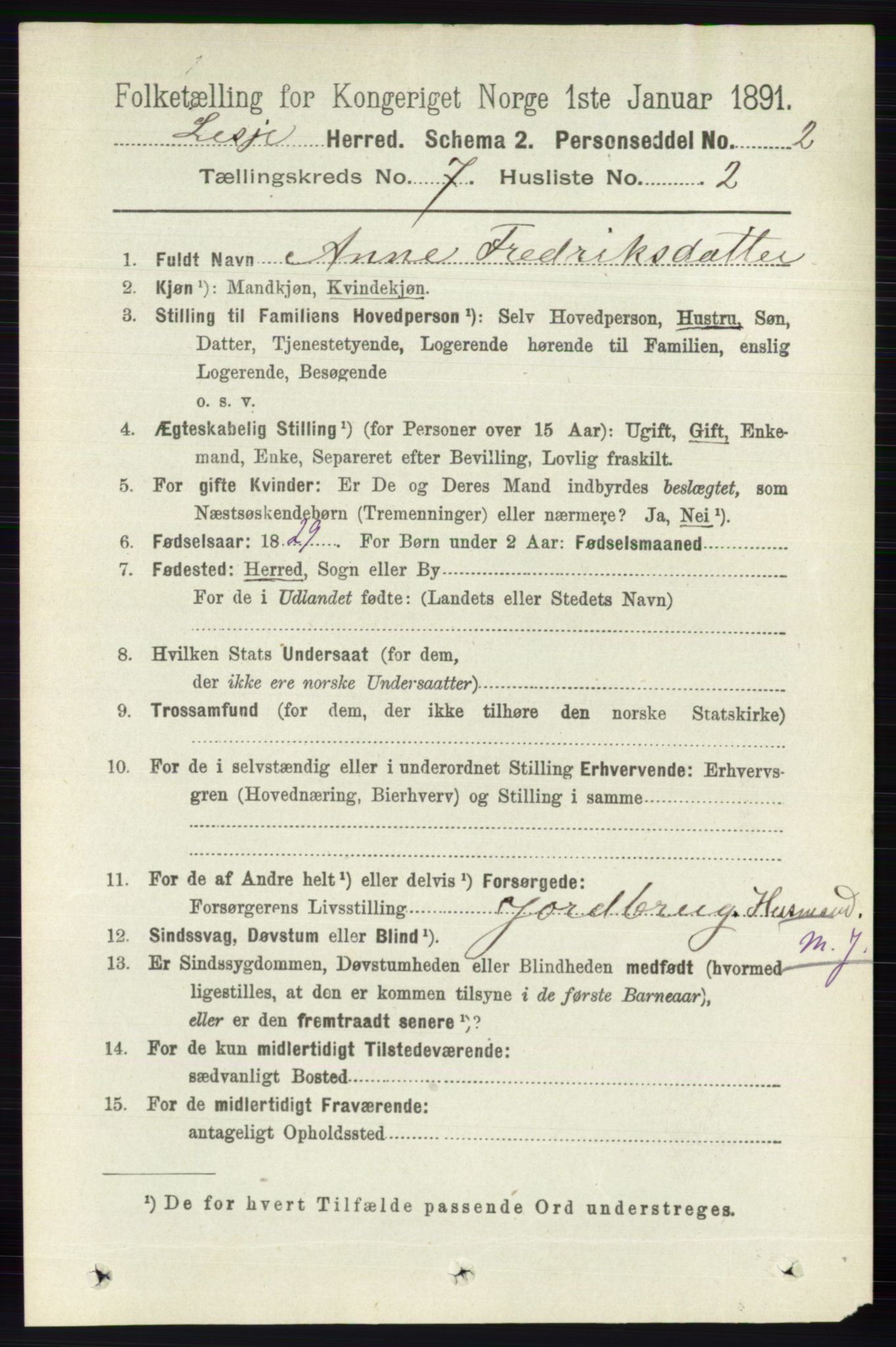 RA, 1891 census for 0512 Lesja, 1891, p. 2498