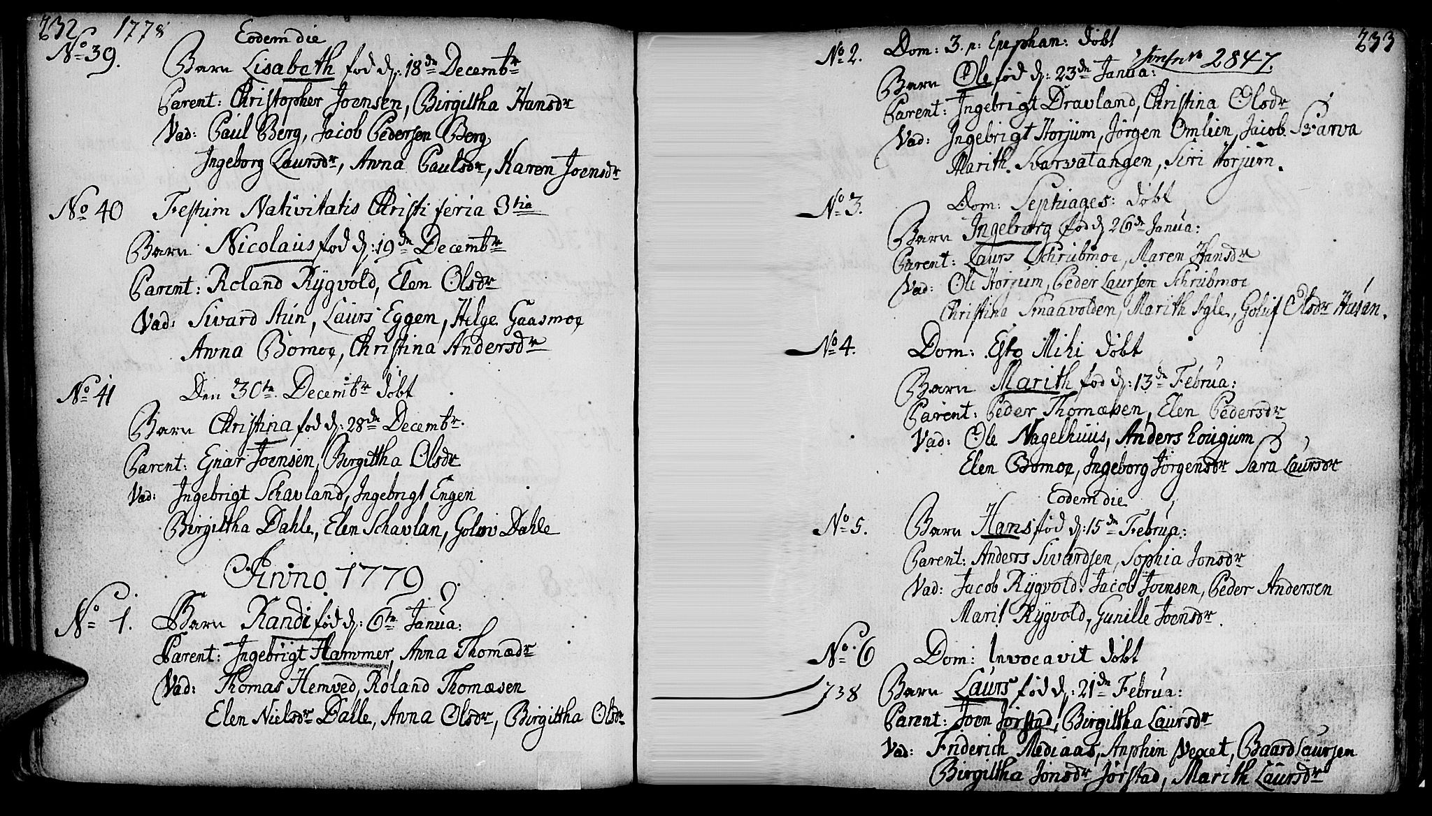Ministerialprotokoller, klokkerbøker og fødselsregistre - Nord-Trøndelag, SAT/A-1458/749/L0467: Parish register (official) no. 749A01, 1733-1787, p. 232-233