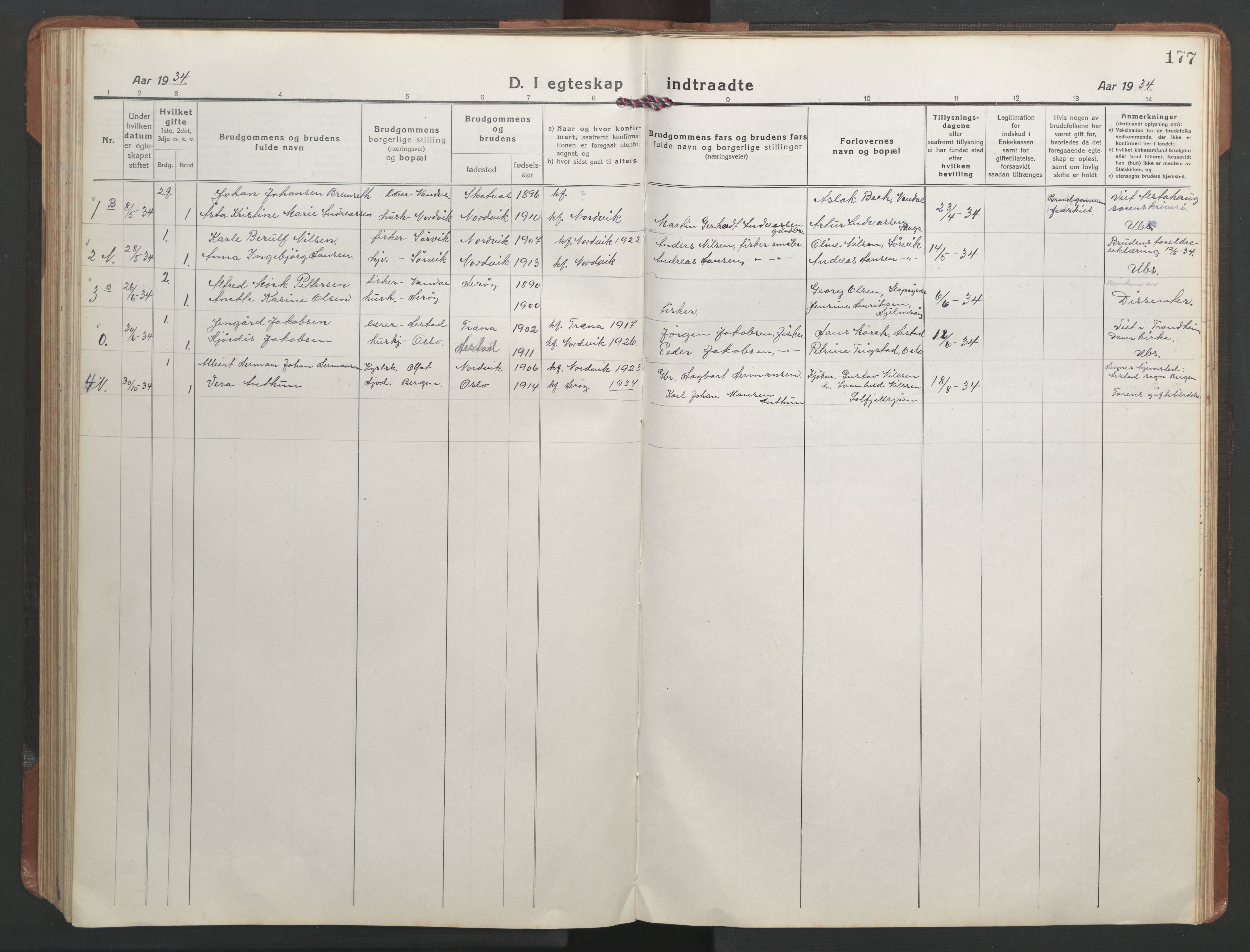 Ministerialprotokoller, klokkerbøker og fødselsregistre - Nordland, AV/SAT-A-1459/836/L0539: Parish register (copy) no. 836C03, 1917-1949, p. 177