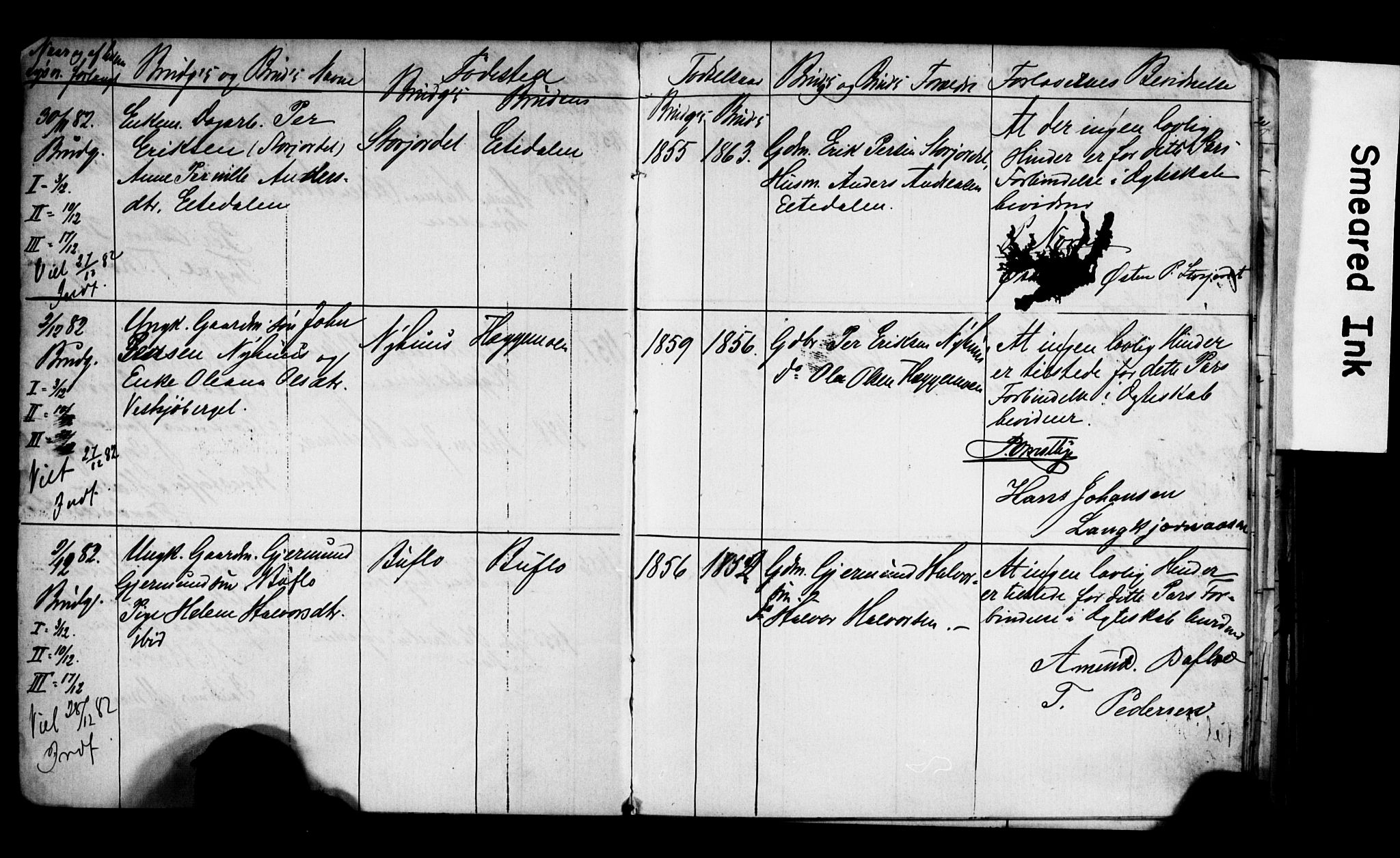 Trysil prestekontor, SAH/PREST-046/I/Ie: Banns register no. 1, 1882-1899