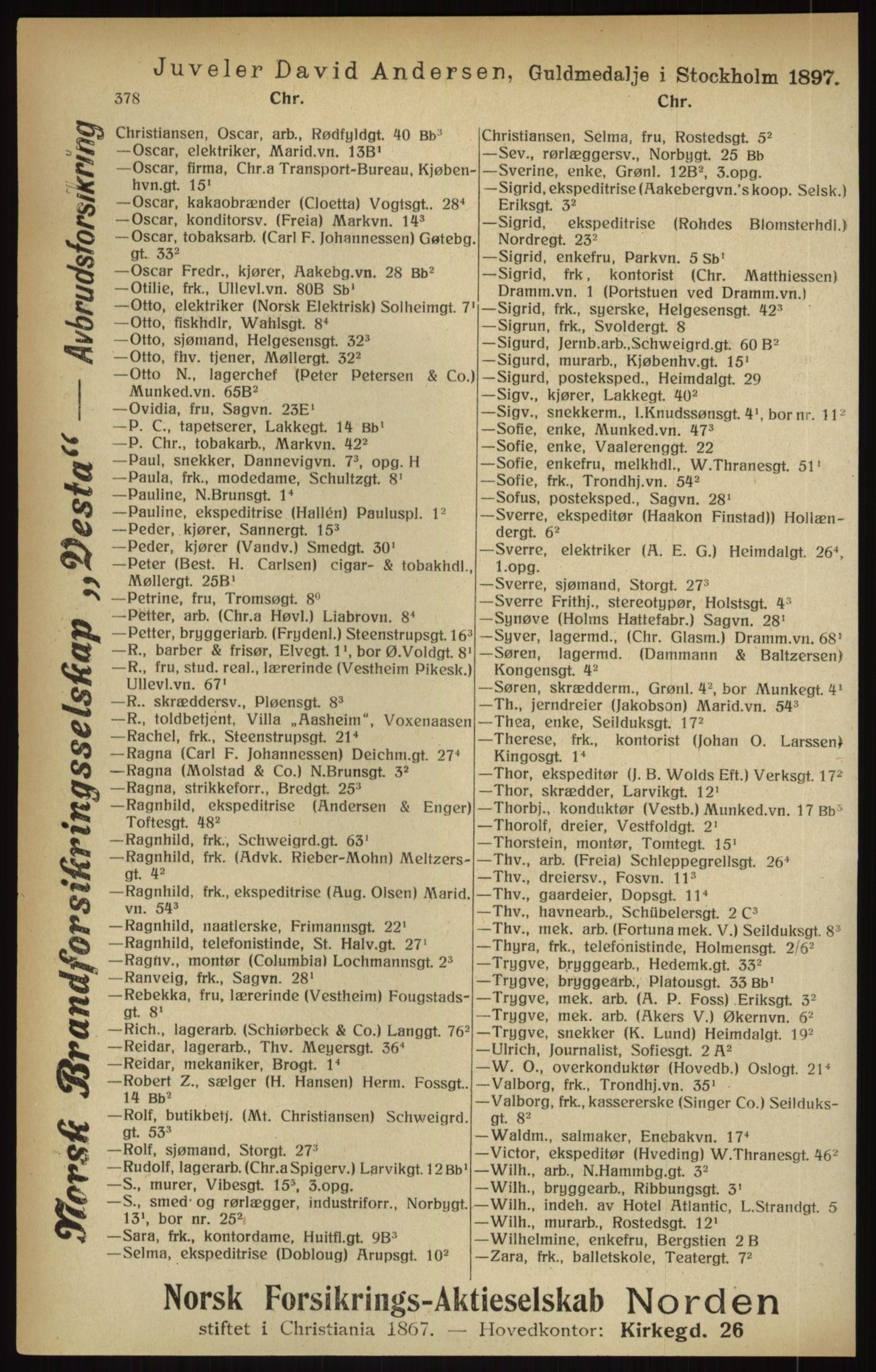 Kristiania/Oslo adressebok, PUBL/-, 1916, p. 378