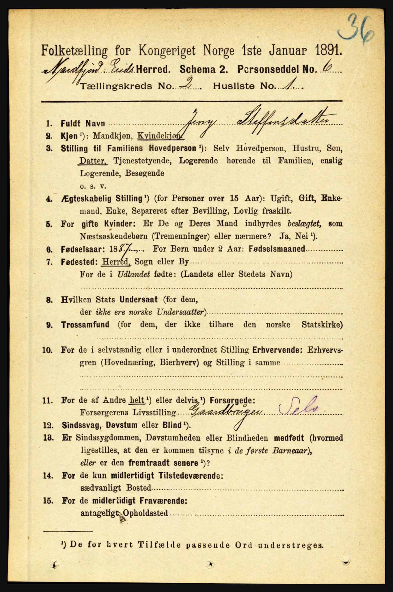 RA, 1891 census for 1443 Eid, 1891, p. 315