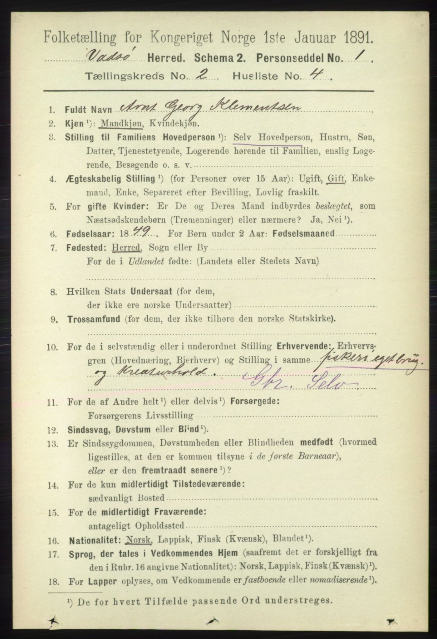 RA, 1891 census for 2029 Vadsø, 1891, p. 465