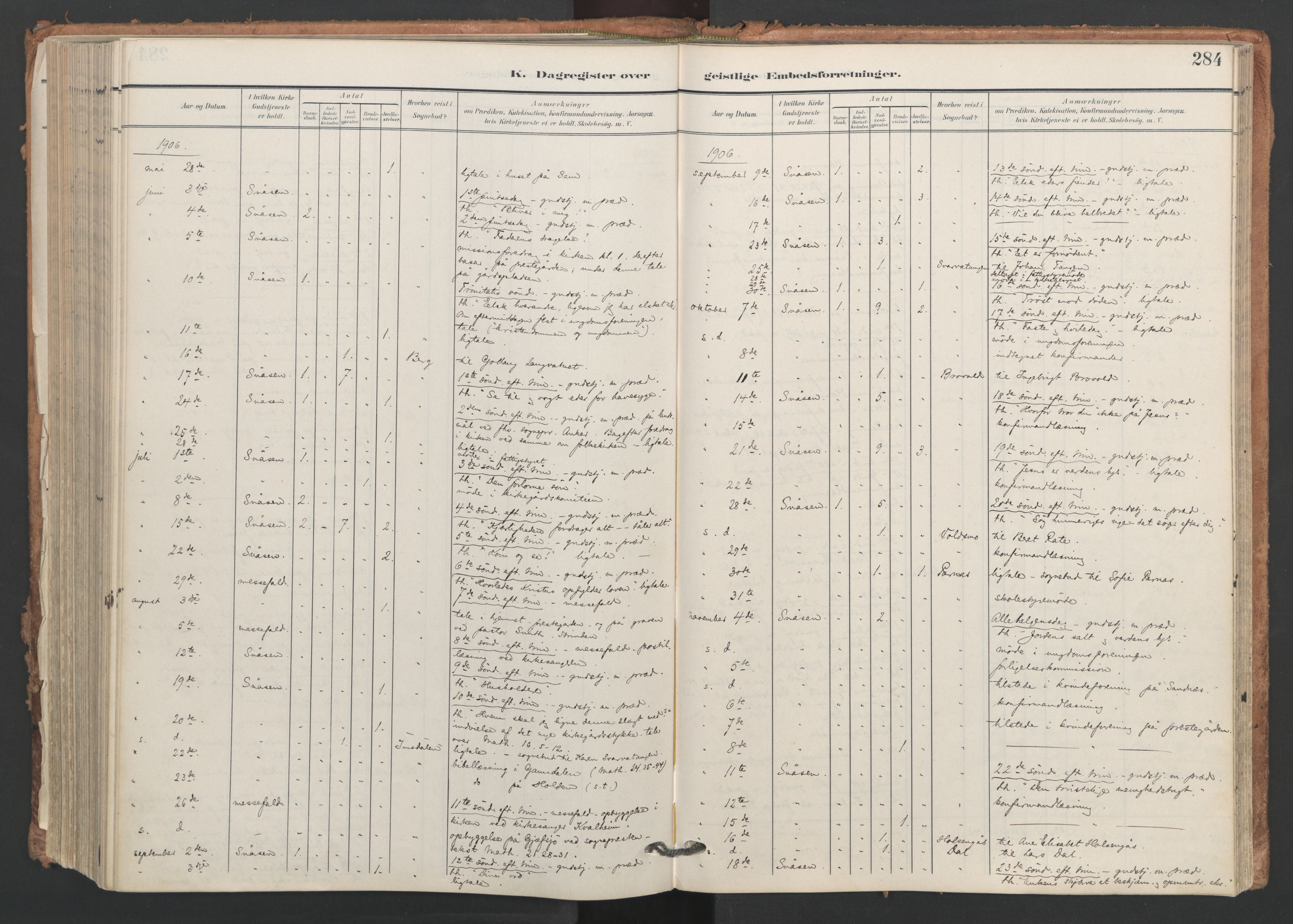 Ministerialprotokoller, klokkerbøker og fødselsregistre - Nord-Trøndelag, AV/SAT-A-1458/749/L0477: Parish register (official) no. 749A11, 1902-1927, p. 284