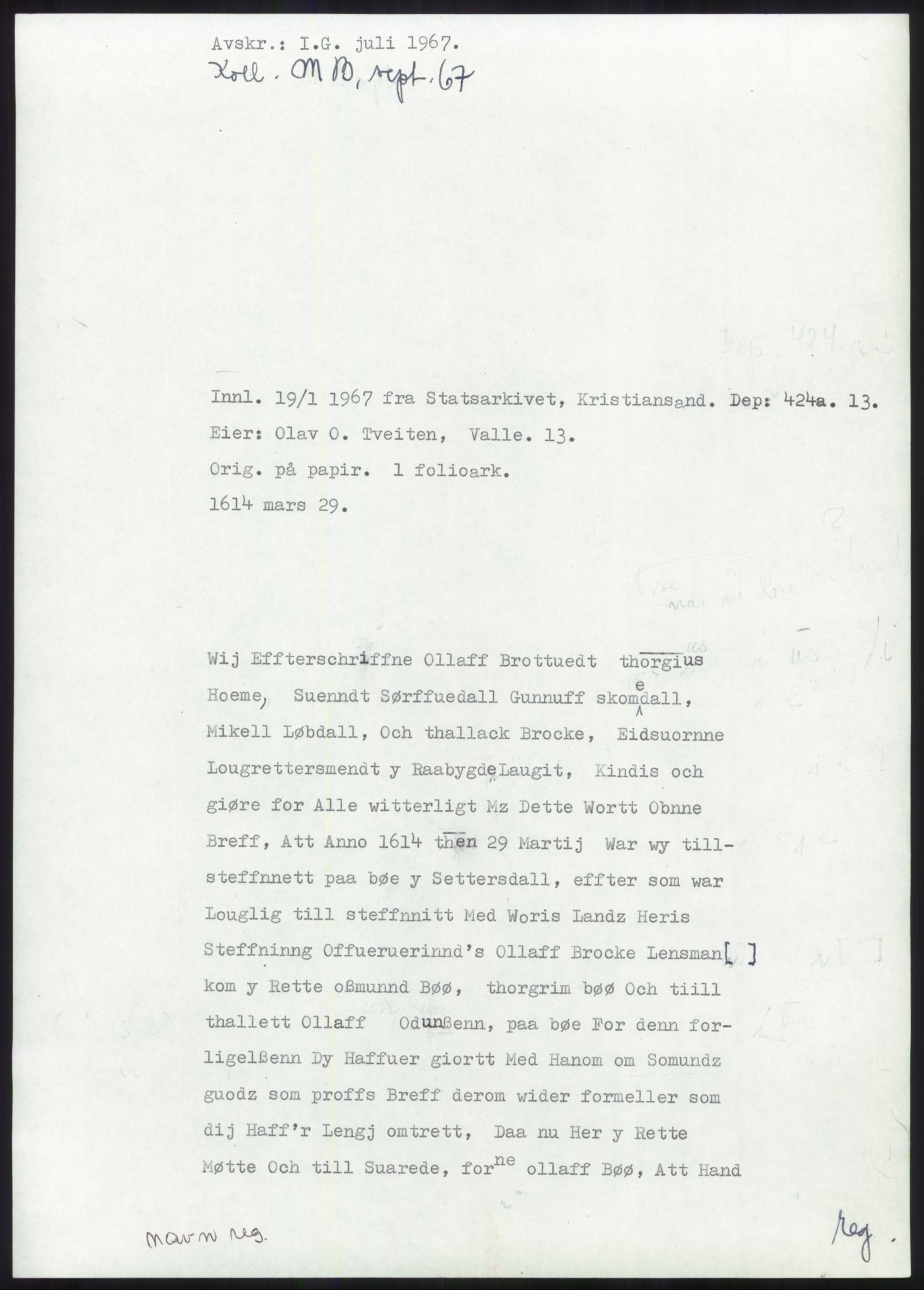 Samlinger til kildeutgivelse, Diplomavskriftsamlingen, RA/EA-4053/H/Ha, p. 25
