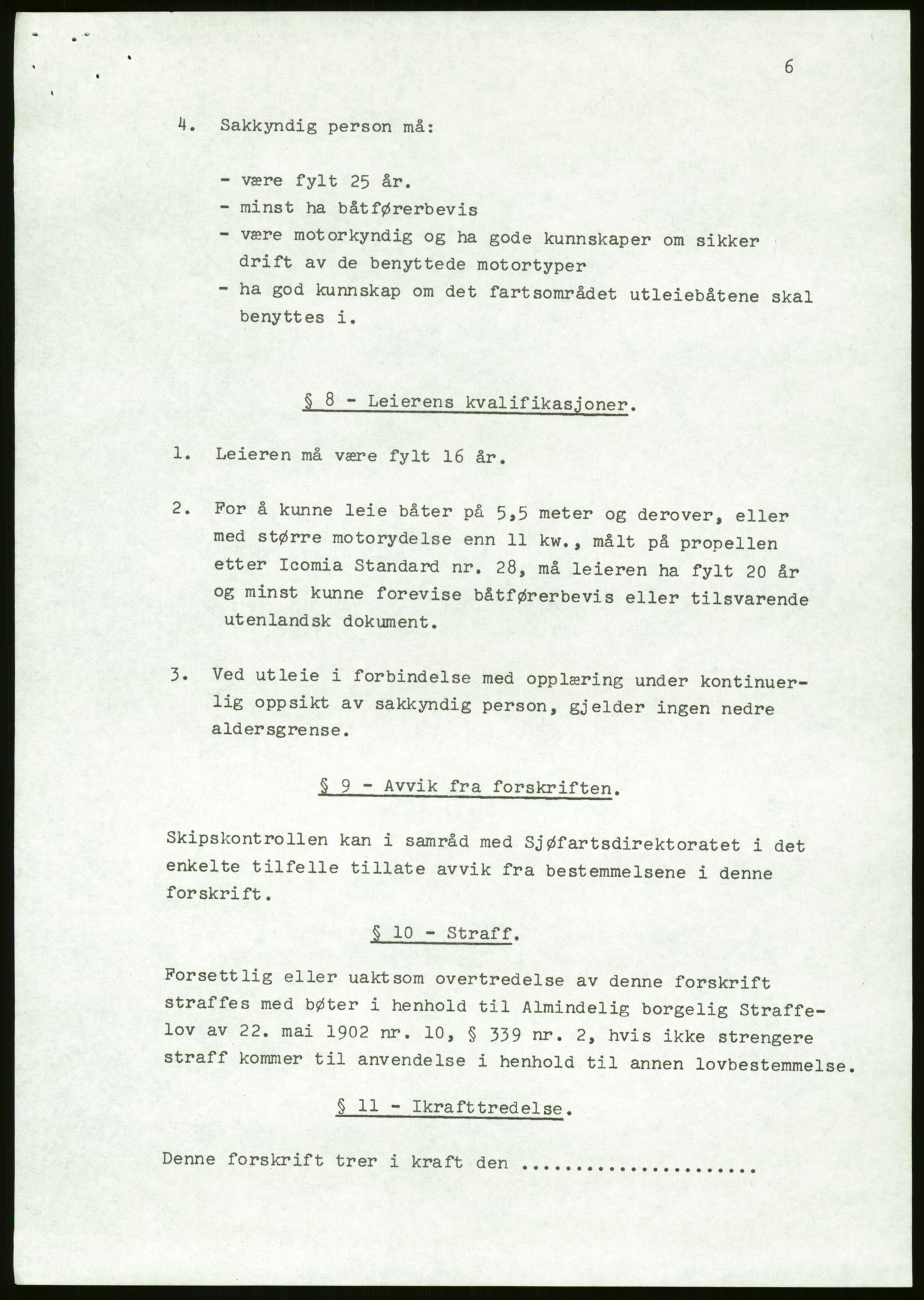 Sjøfartsdirektoratet med forløpere, generelt arkiv, AV/RA-S-1407/D/Du/Duc/L0642/0001: Skipskontrollen - Forskrifter / Forskrift om utleiebåter (2 mapper), 1978-1987, p. 87