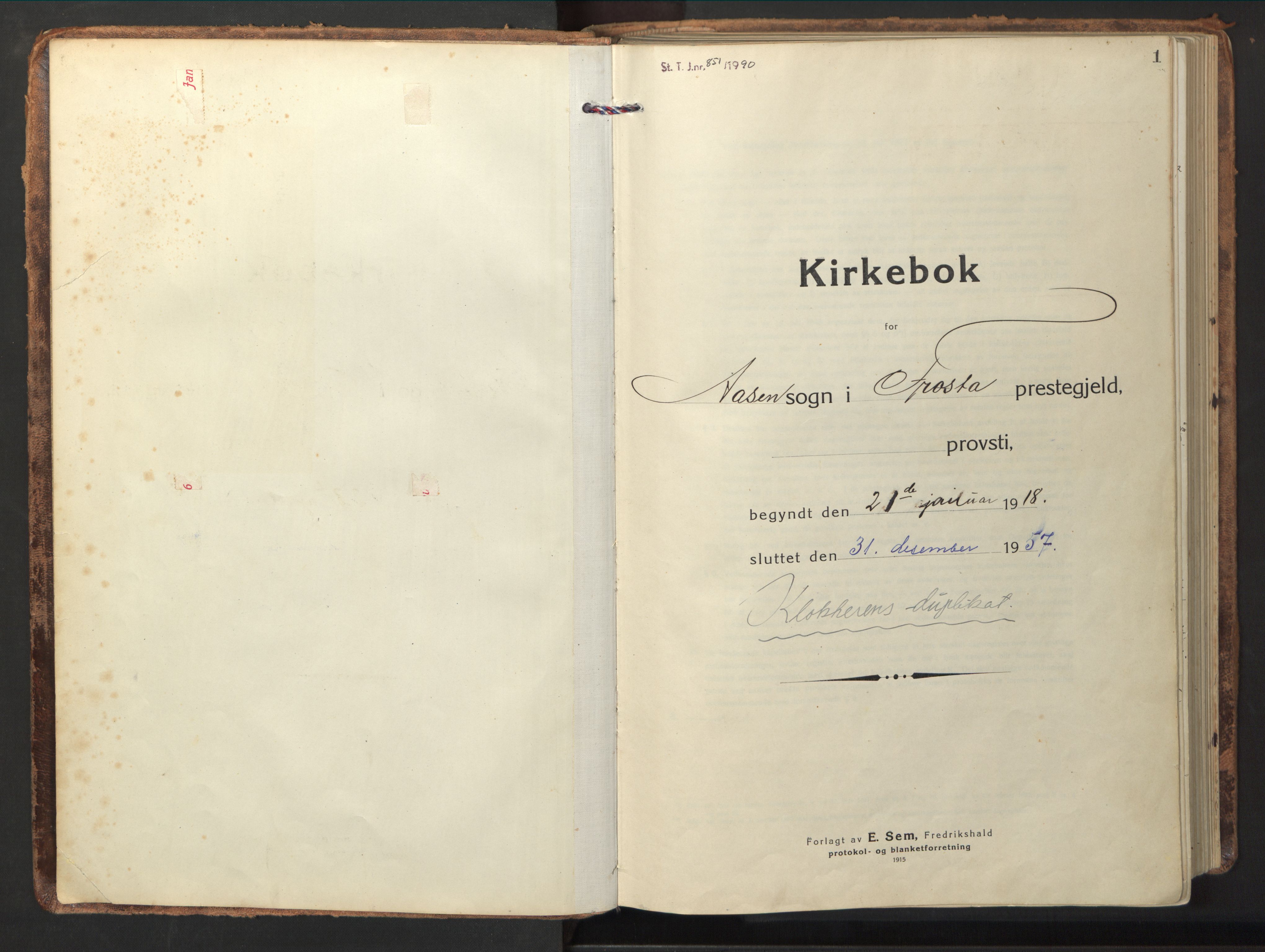 Ministerialprotokoller, klokkerbøker og fødselsregistre - Nord-Trøndelag, SAT/A-1458/714/L0136: Parish register (copy) no. 714C05, 1918-1957, p. 1