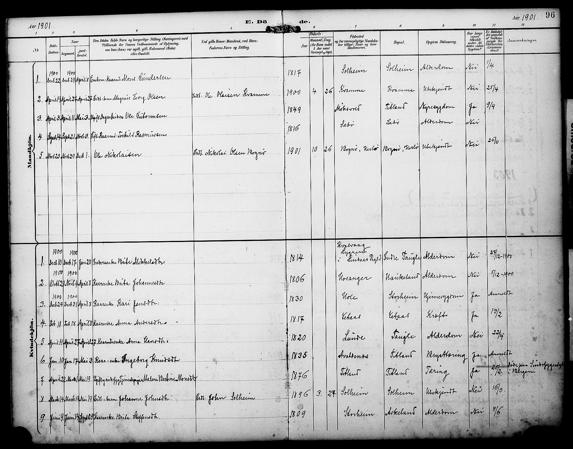 Manger sokneprestembete, AV/SAB-A-76801/H/Haa: Parish register (official) no. D 2, 1894-1908, p. 96