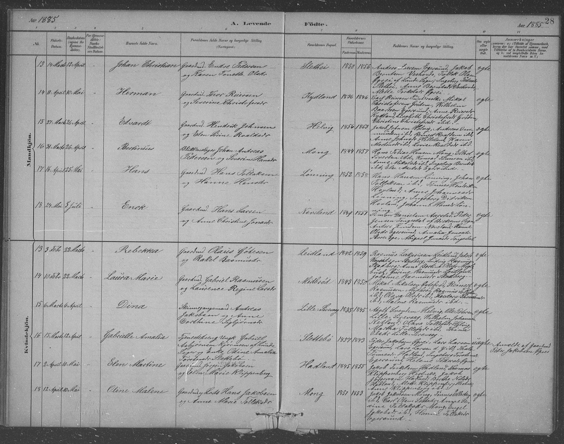 Eigersund sokneprestkontor, AV/SAST-A-101807/S09/L0007: Parish register (copy) no. B 7, 1882-1892, p. 28