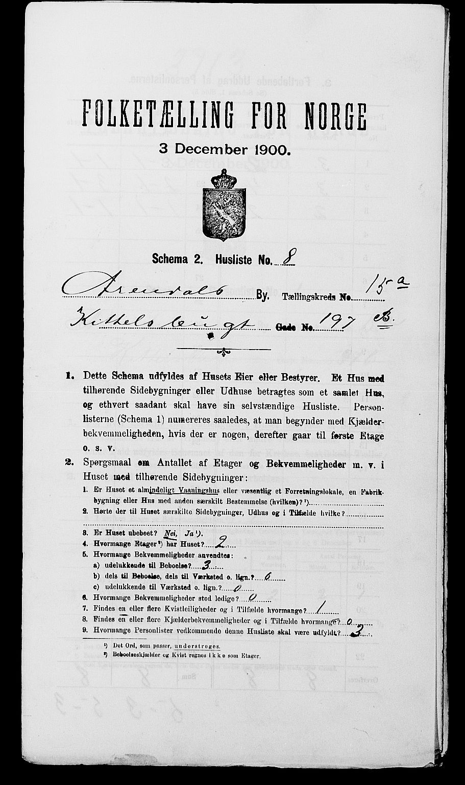 SAK, 1900 census for Arendal, 1900, p. 1807