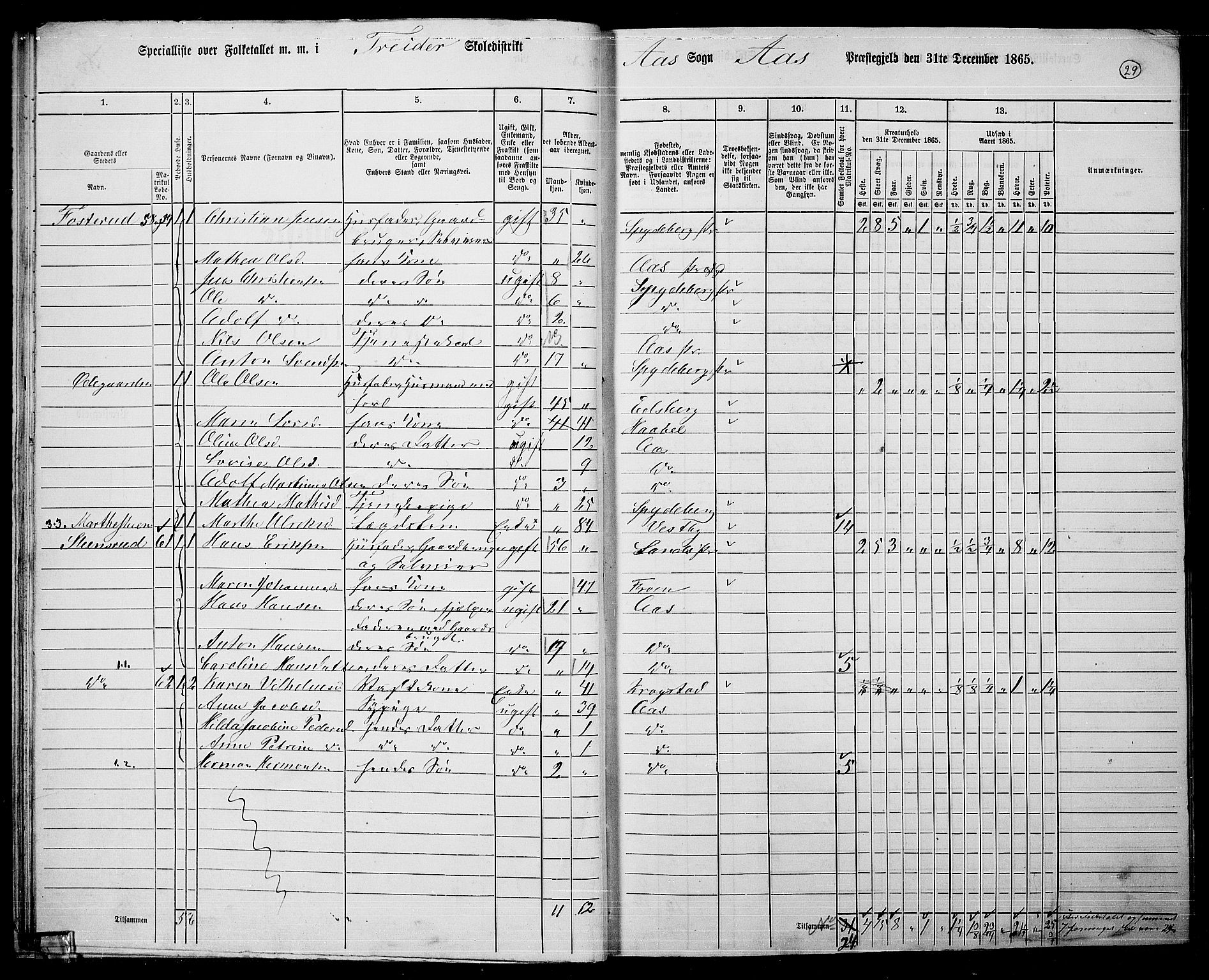 RA, 1865 census for Ås, 1865, p. 26