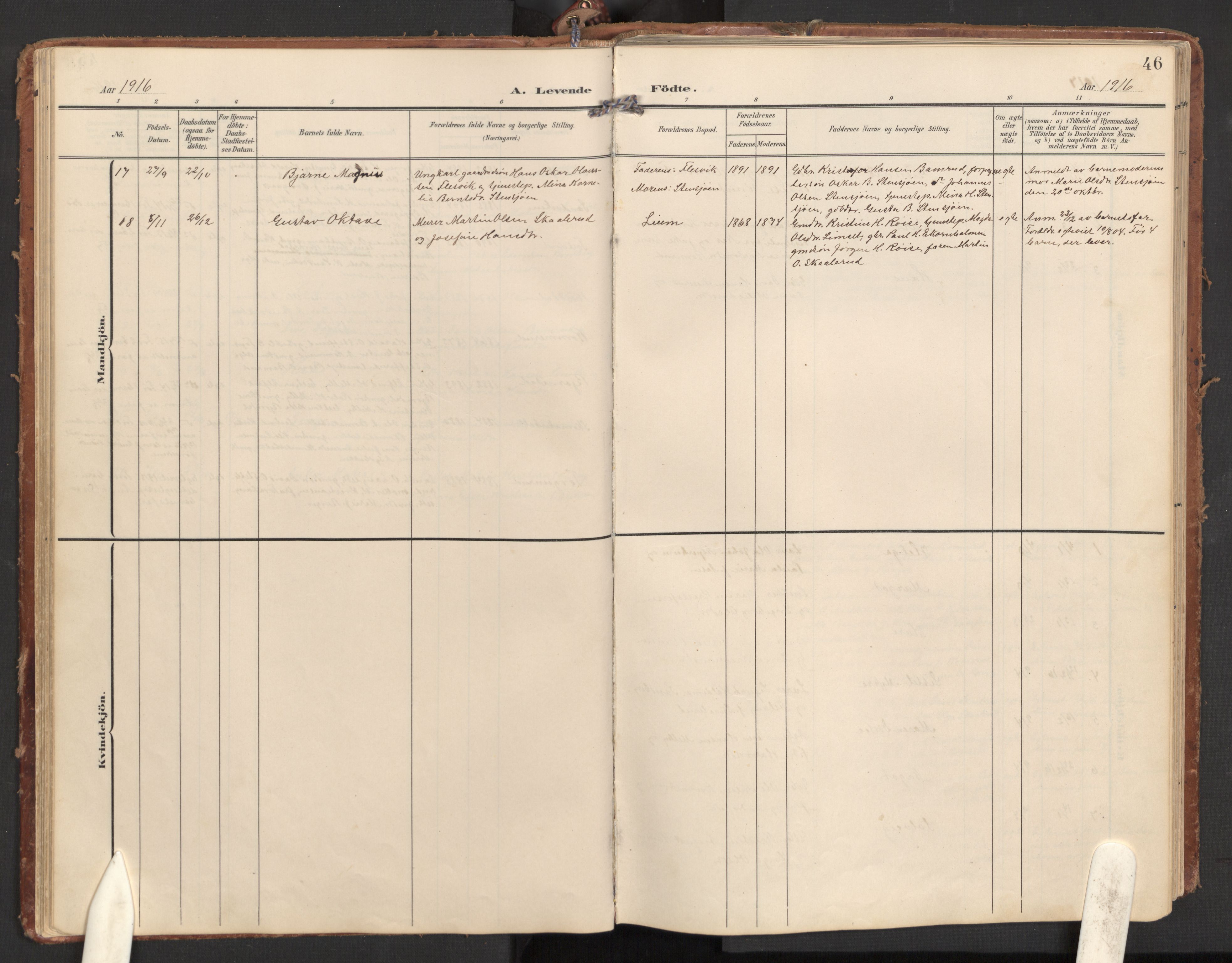 Hurdal prestekontor Kirkebøker, AV/SAO-A-10889/G/Gb/L0001: Parish register (copy) no. II 1, 1902-1939, p. 46