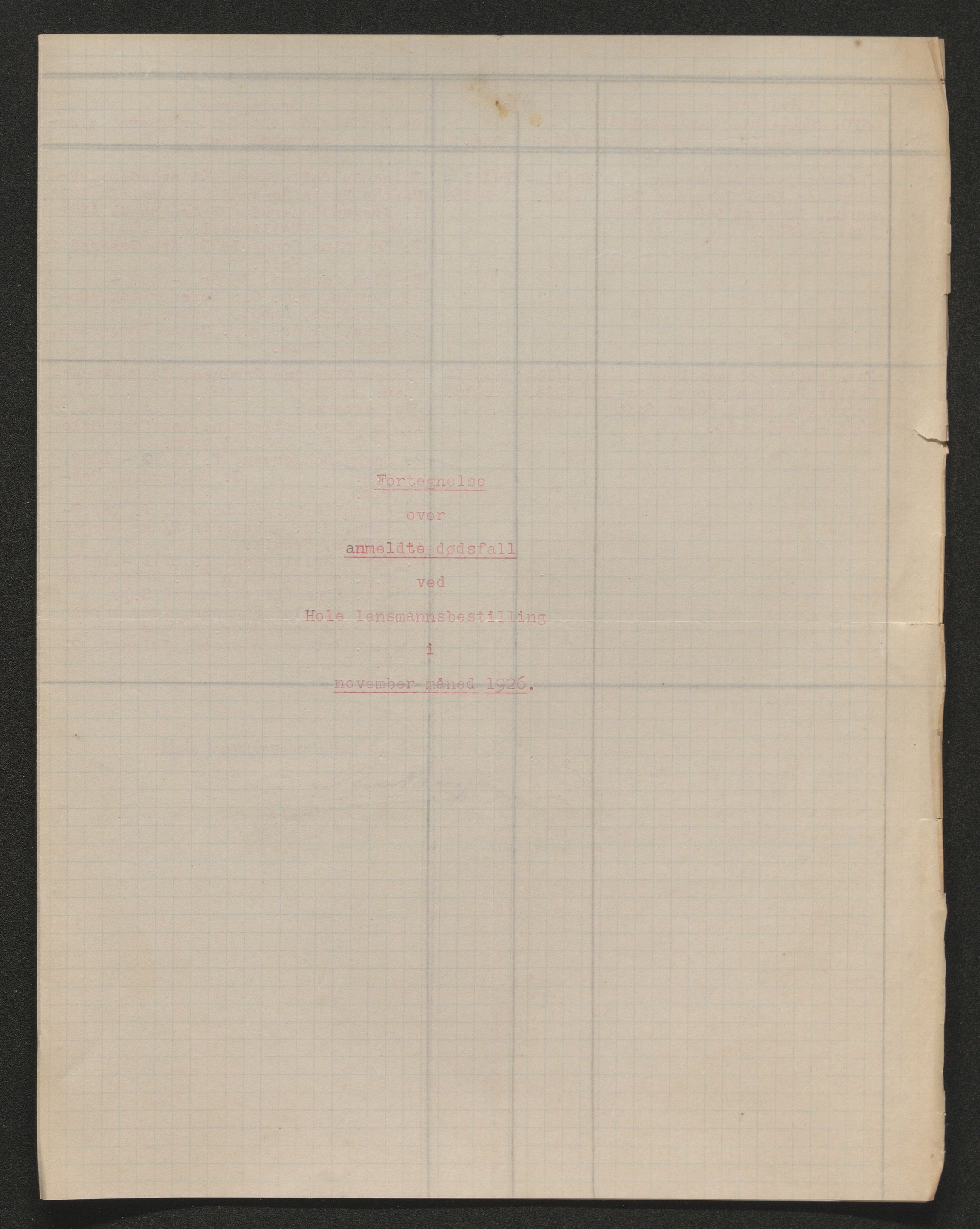 Ringerike sorenskriveri, AV/SAKO-A-105/H/Ha/Hab/L0021: Dødsfallslister Hole, 1926-1932