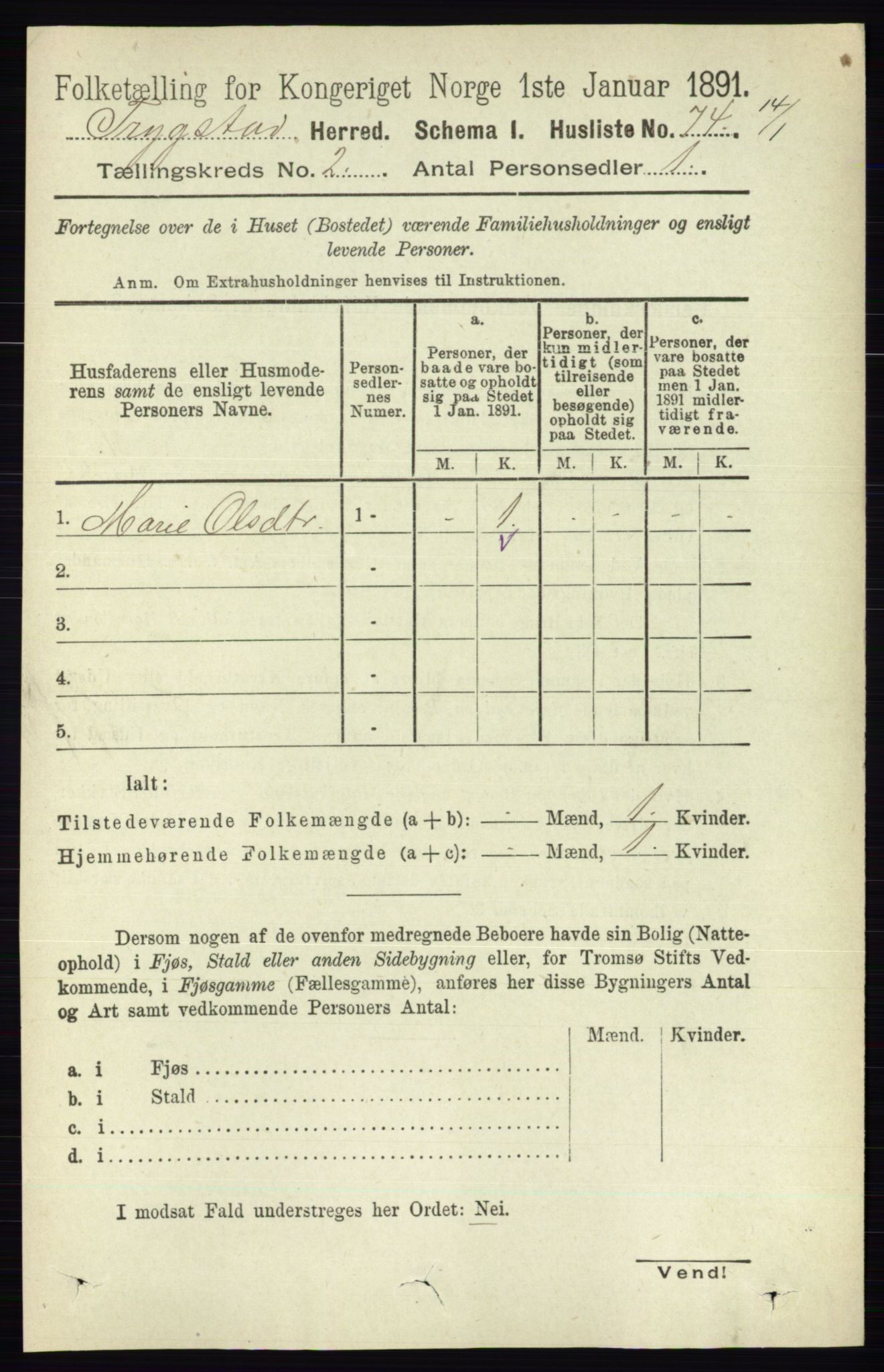 RA, 1891 Census for 0122 Trøgstad, 1891, p. 544