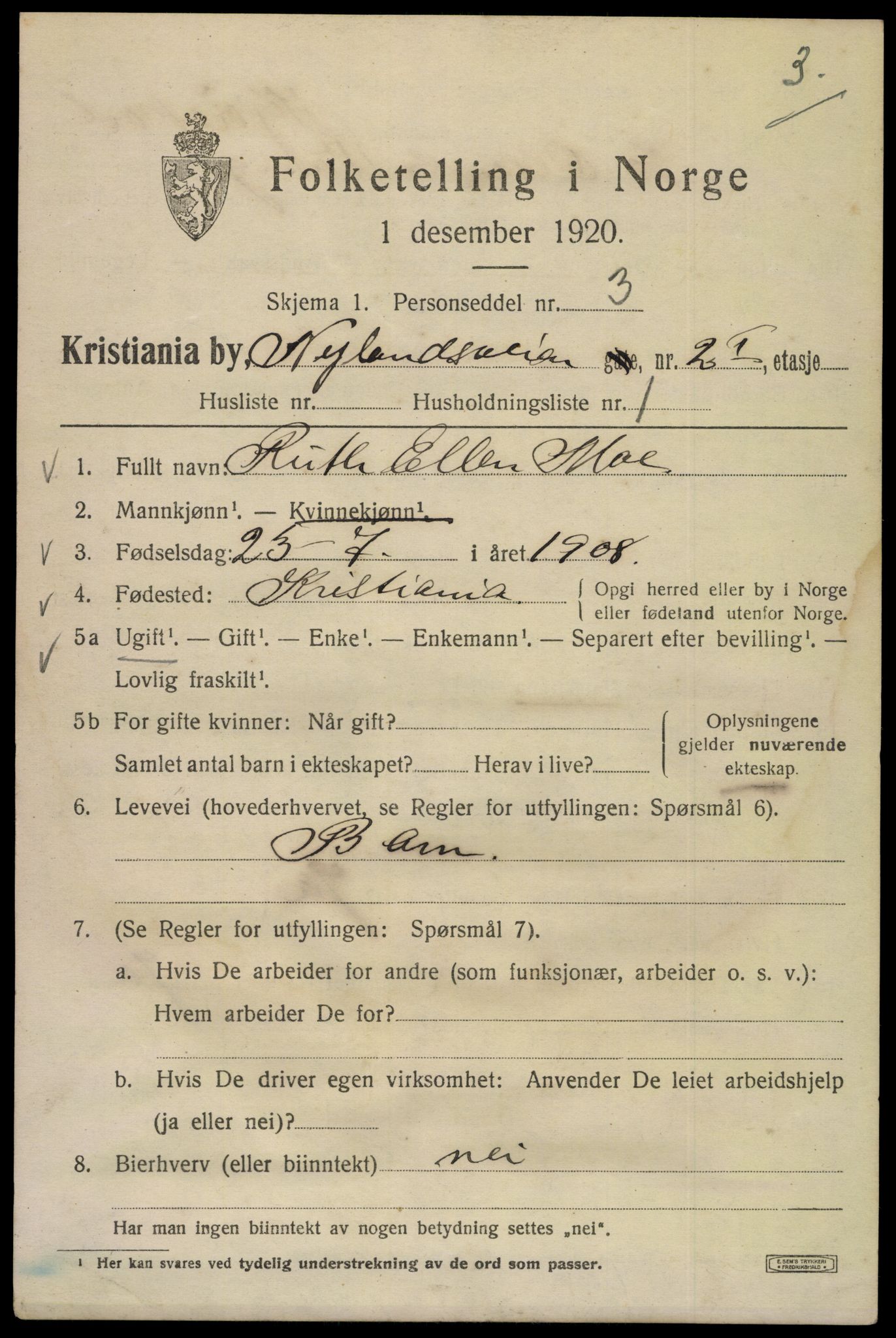 SAO, 1920 census for Kristiania, 1920, p. 427689