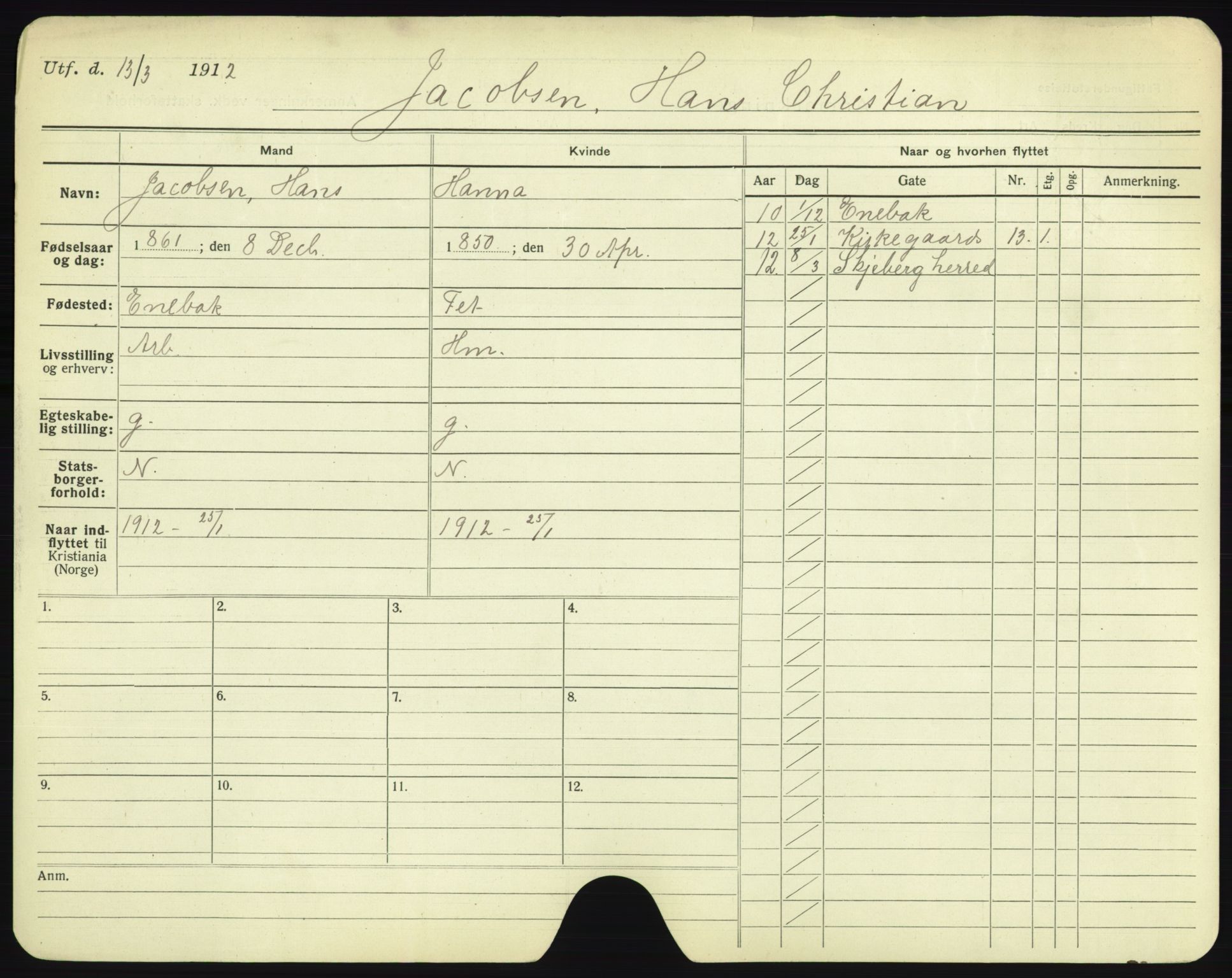 Oslo folkeregister, Registerkort, AV/SAO-A-11715/F/Fa/Fac/L0005: Menn, 1906-1914, p. 121a