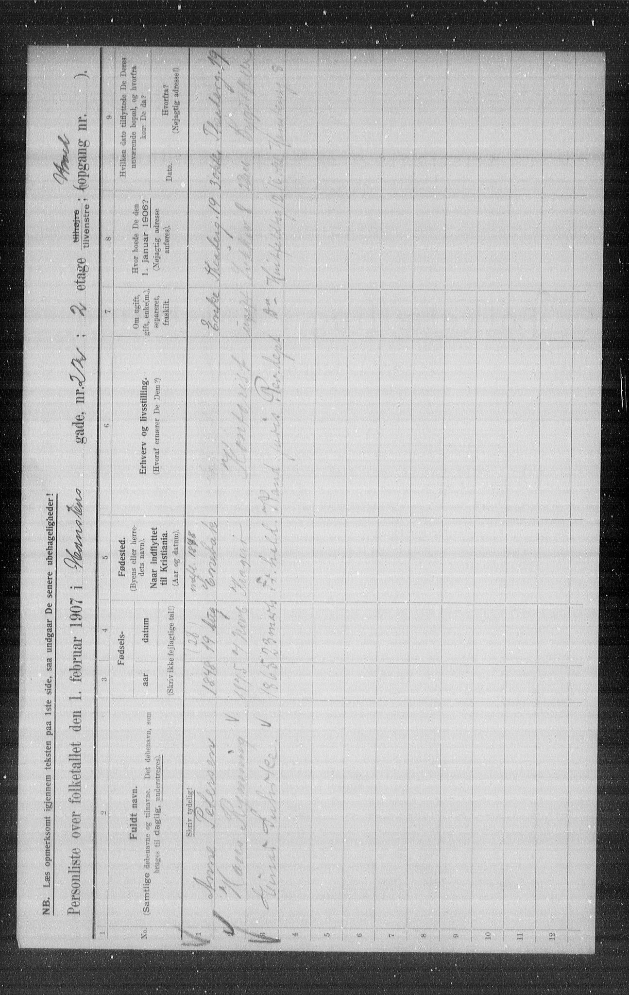 OBA, Municipal Census 1907 for Kristiania, 1907, p. 17949