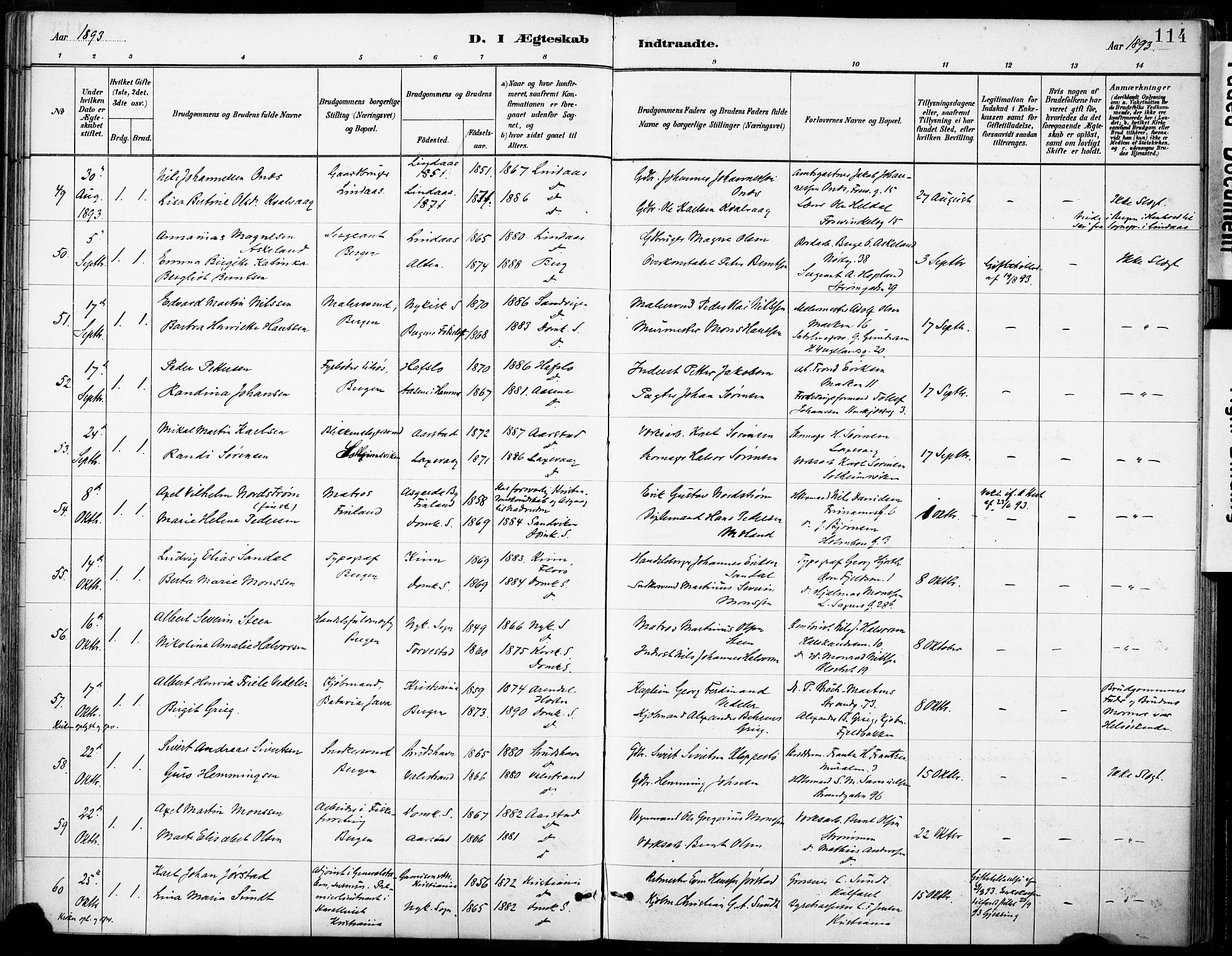 Domkirken sokneprestembete, AV/SAB-A-74801/H/Haa/L0037: Parish register (official) no. D 4, 1880-1907, p. 114