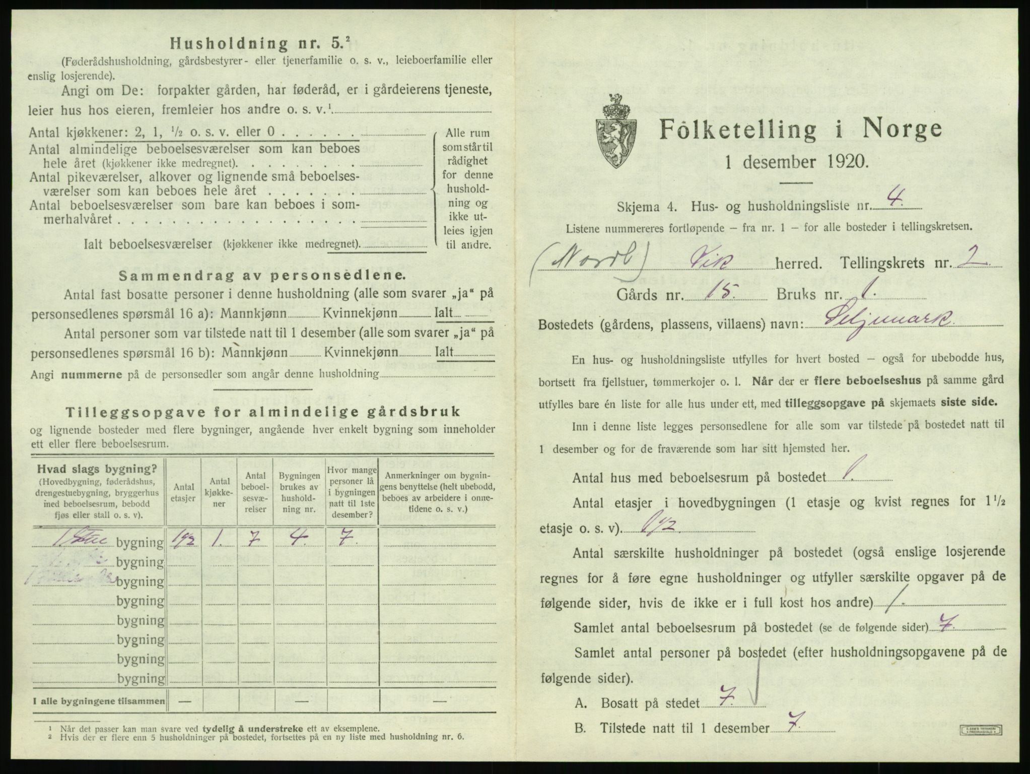 SAT, 1920 census for Vik, 1920, p. 83