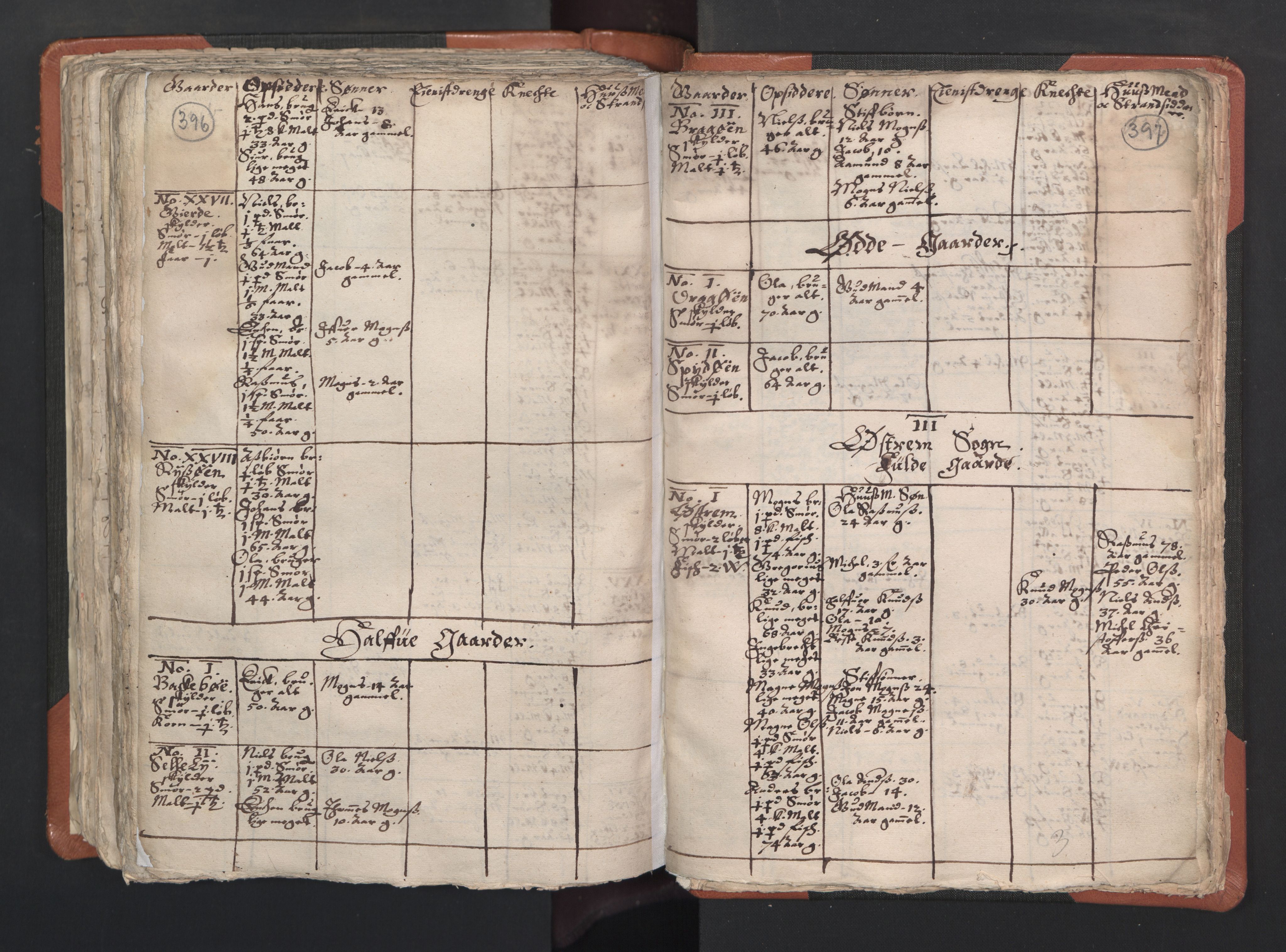 RA, Vicar's Census 1664-1666, no. 22: Nordhordland deanery, 1664-1666, p. 396-397