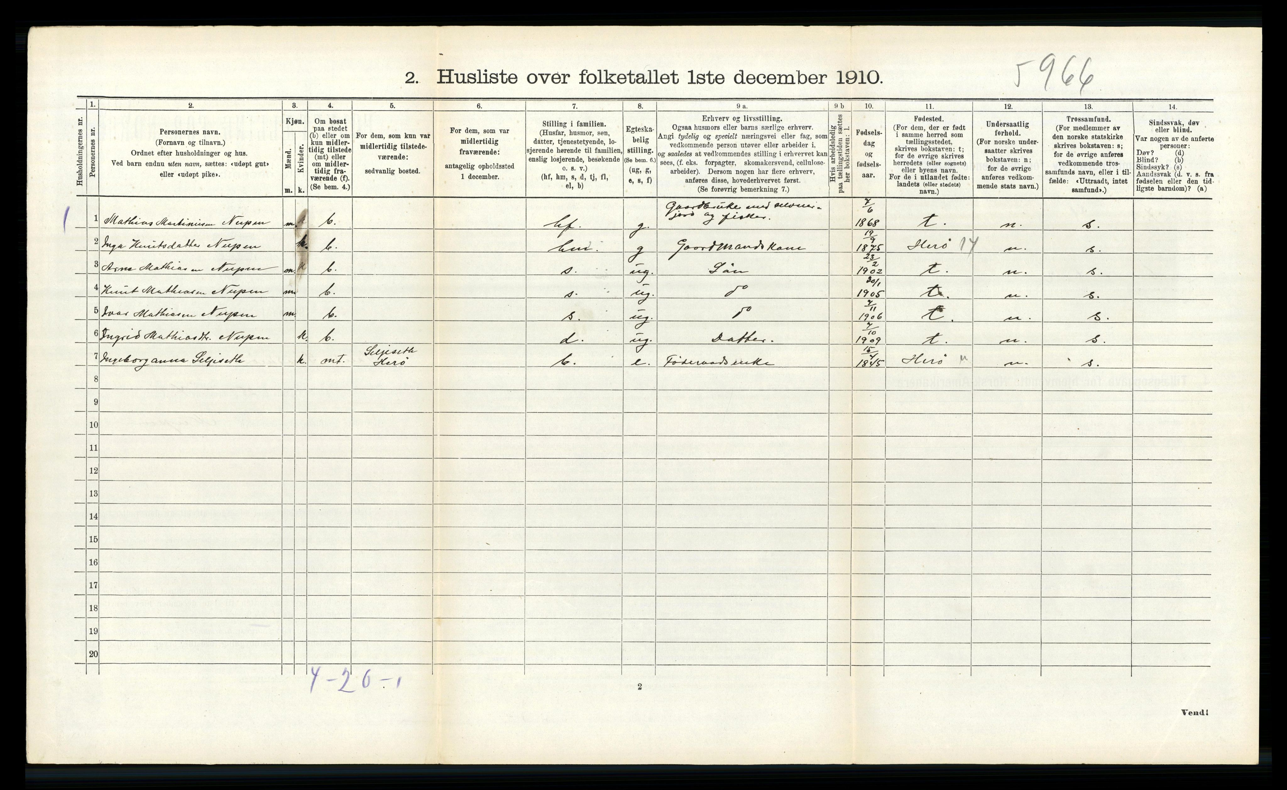 RA, 1910 census for Sande, 1910, p. 329