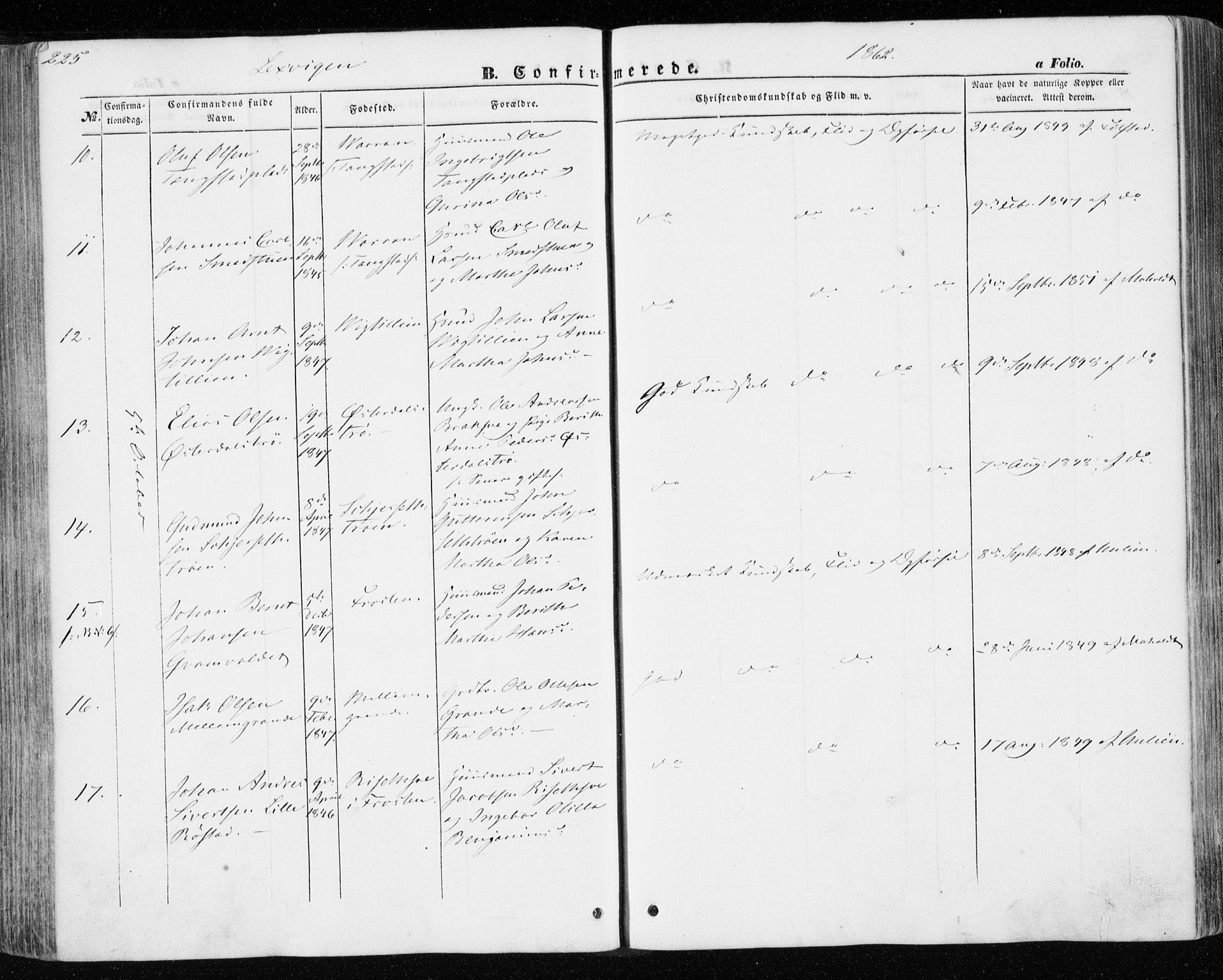 Ministerialprotokoller, klokkerbøker og fødselsregistre - Nord-Trøndelag, SAT/A-1458/701/L0008: Parish register (official) no. 701A08 /1, 1854-1863, p. 225