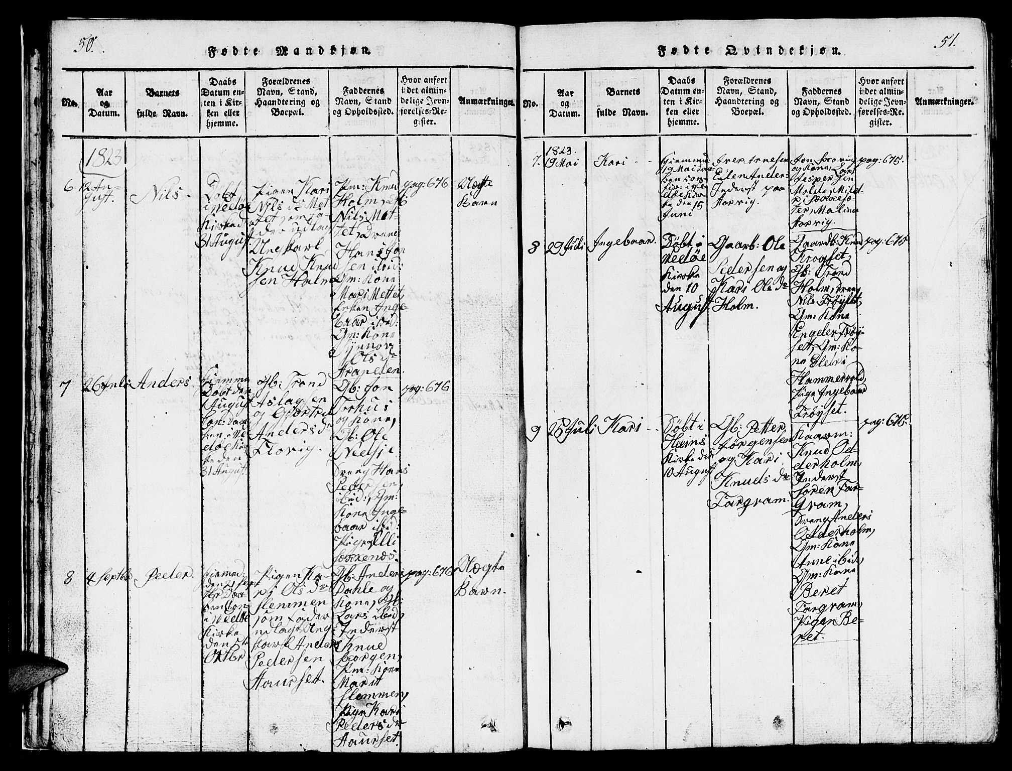 Ministerialprotokoller, klokkerbøker og fødselsregistre - Møre og Romsdal, AV/SAT-A-1454/547/L0610: Parish register (copy) no. 547C01, 1818-1839, p. 50-51