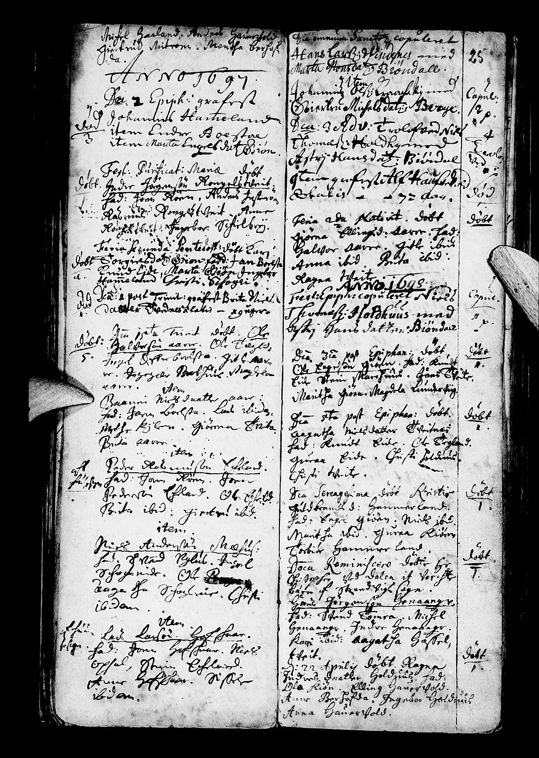Os sokneprestembete, SAB/A-99929: Parish register (official) no. A 3, 1669-1760, p. 25