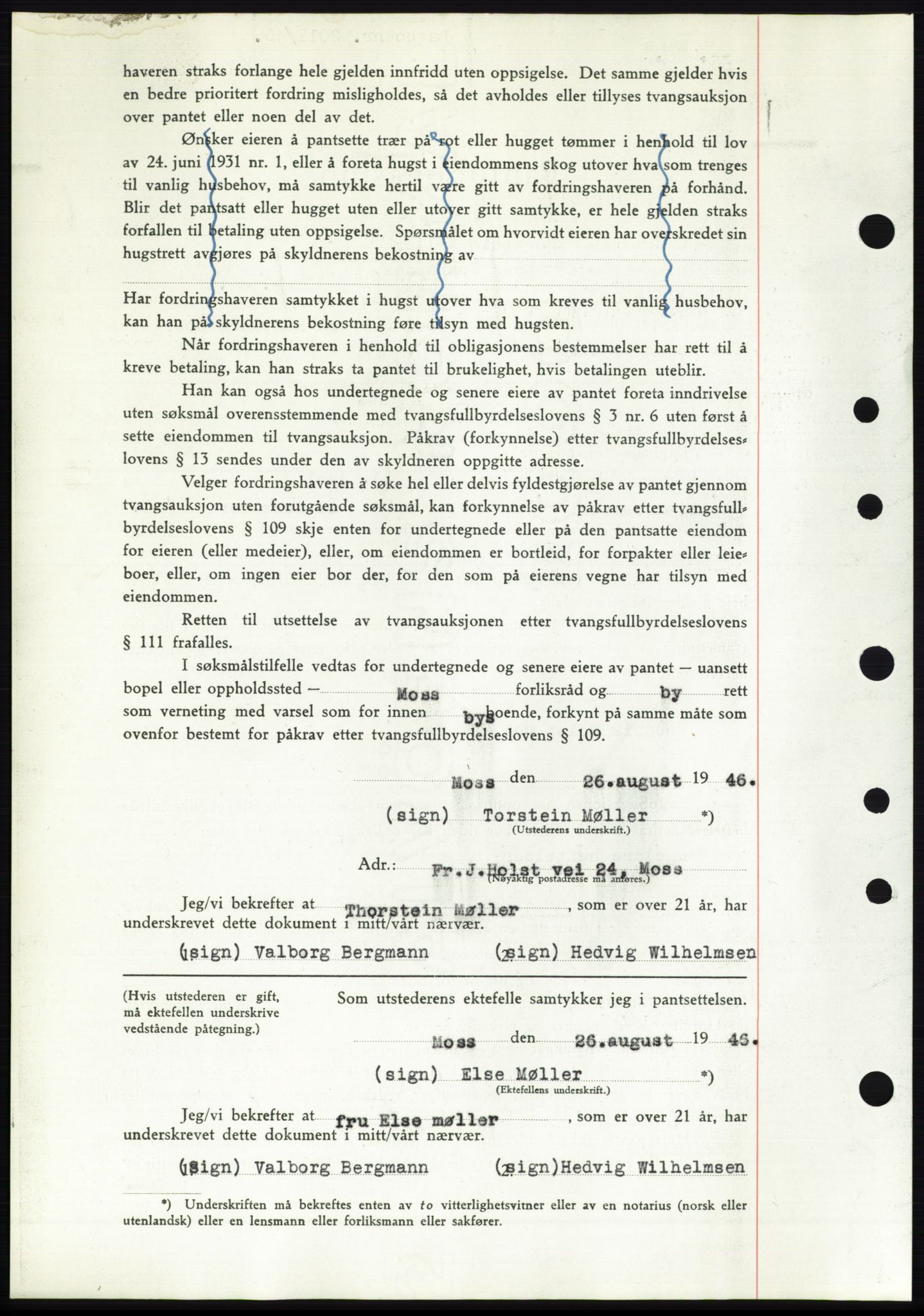 Moss sorenskriveri, AV/SAO-A-10168: Mortgage book no. B15, 1946-1946, Diary no: : 2011/1946