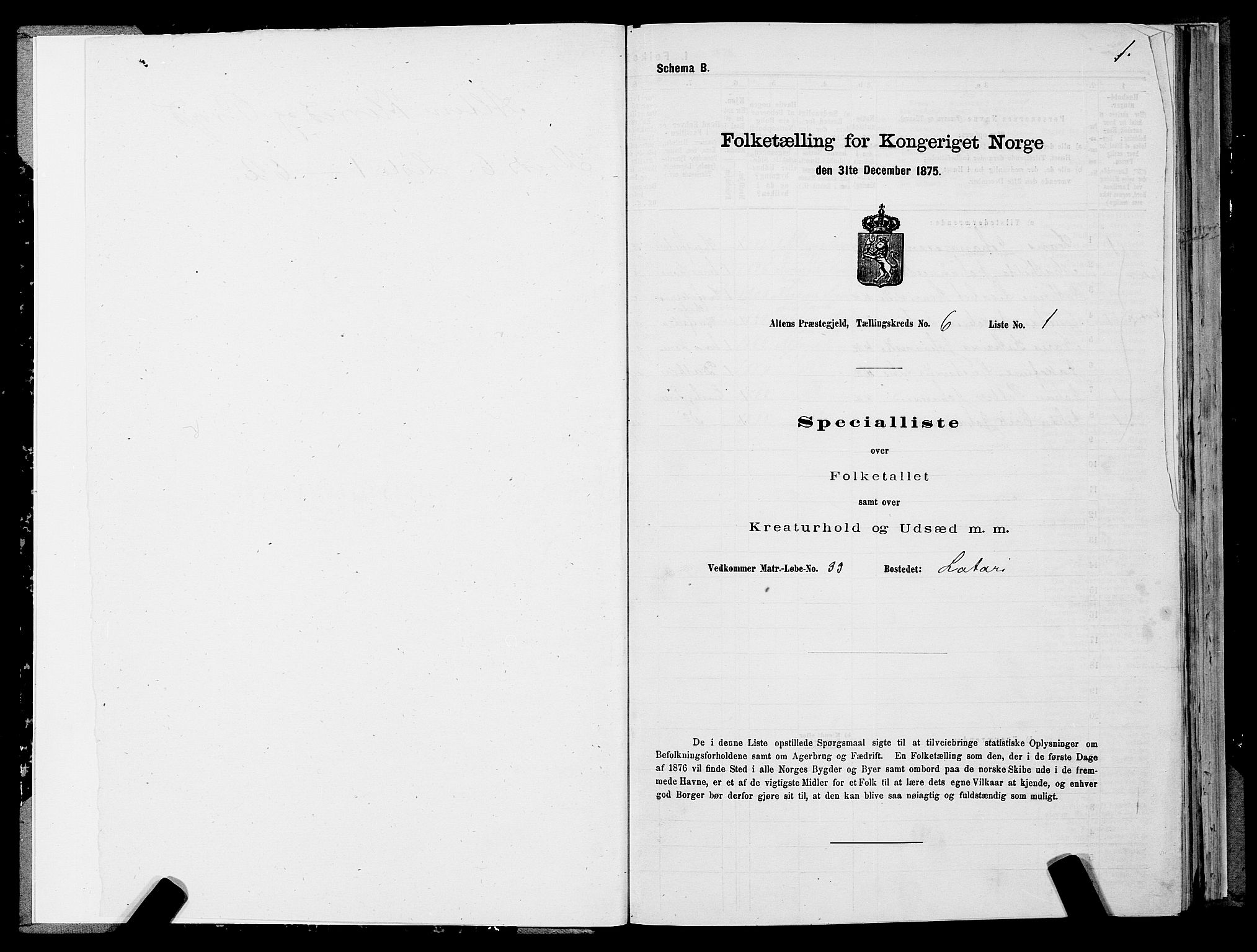 SATØ, 1875 census for 2012P Alta, 1875, p. 3001