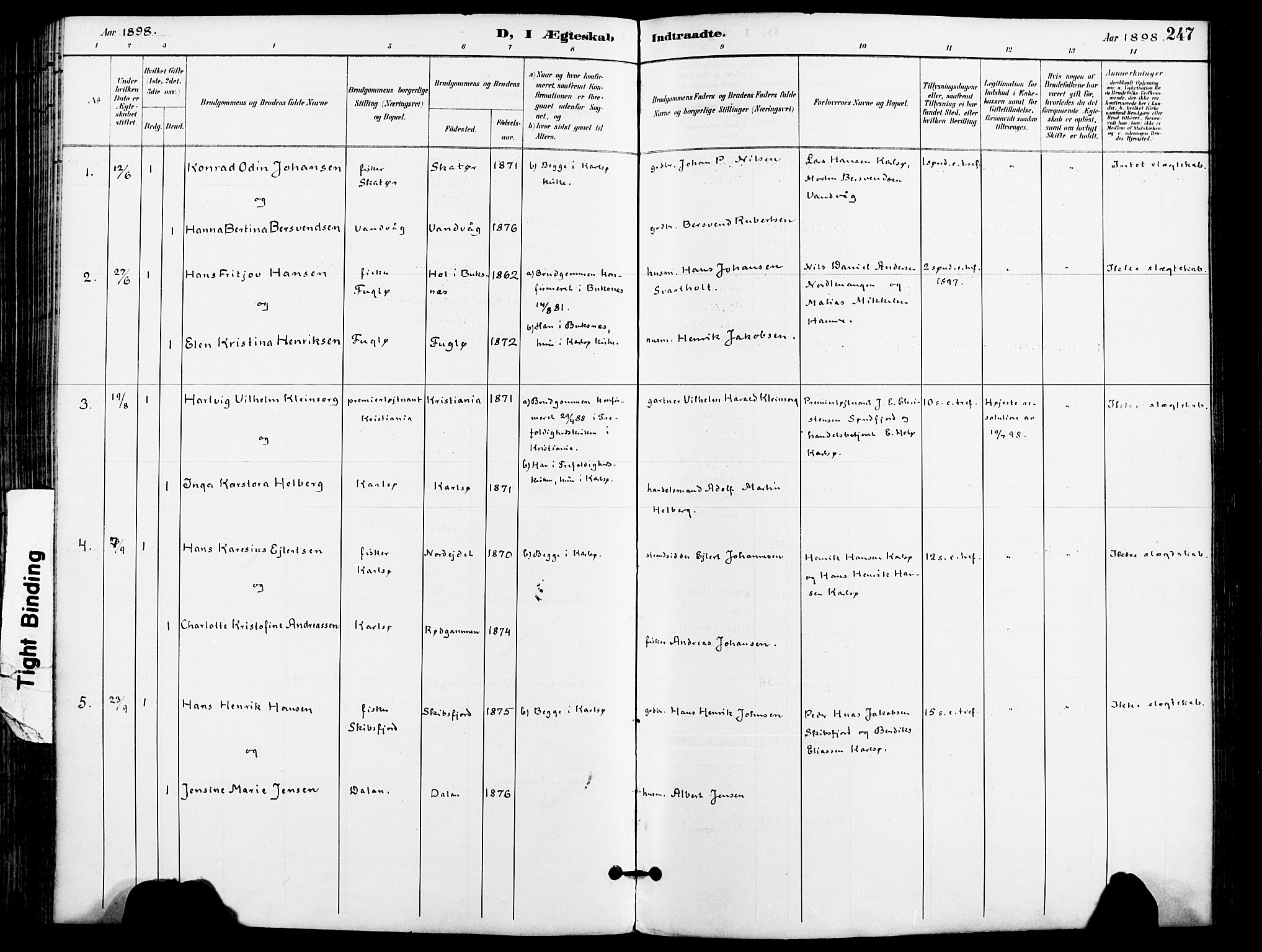 Karlsøy sokneprestembete, AV/SATØ-S-1299/H/Ha/Haa/L0007kirke: Parish register (official) no. 7, 1891-1902, p. 247