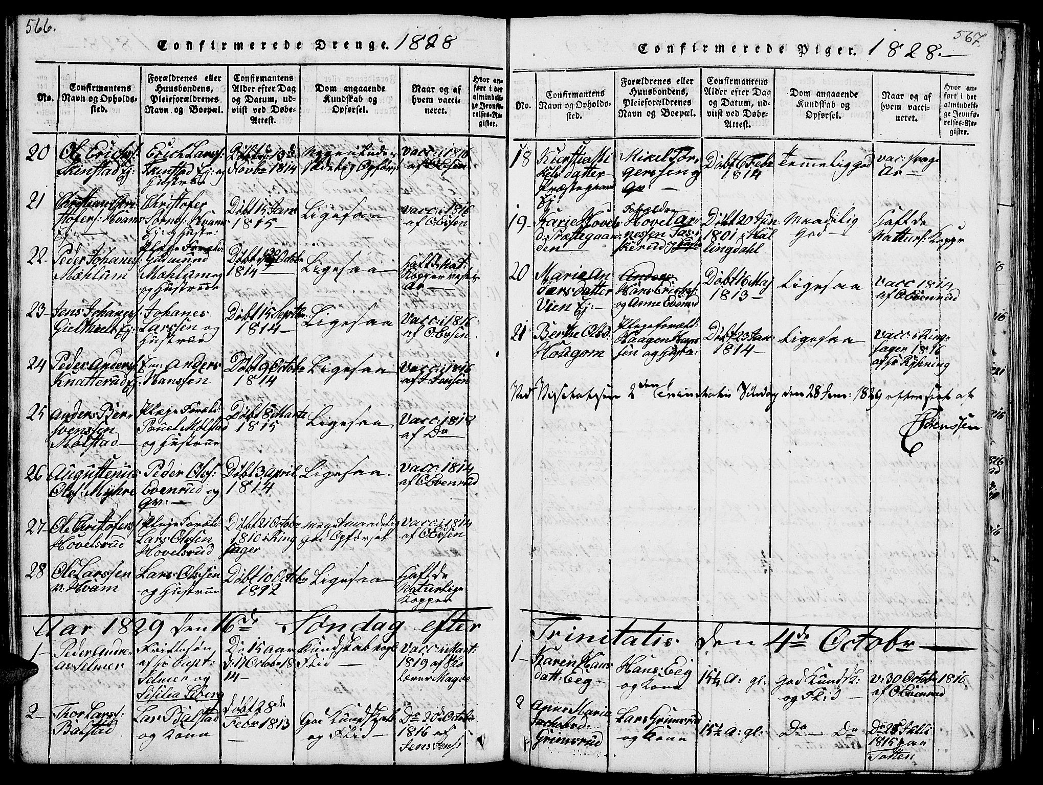 Nes prestekontor, Hedmark, AV/SAH-PREST-020/L/La/L0003: Parish register (copy) no. 3, 1814-1831, p. 566-567