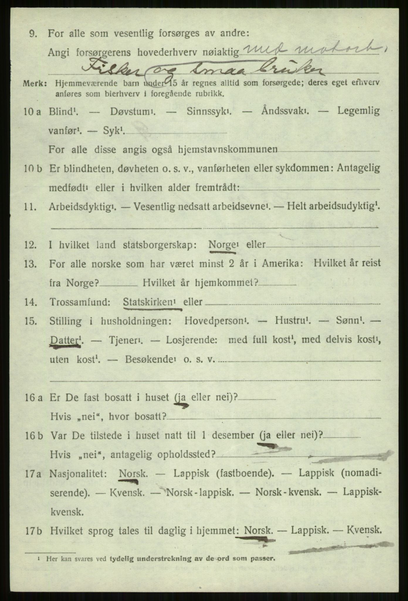 SATØ, 1920 census for Lyngen, 1920, p. 12988