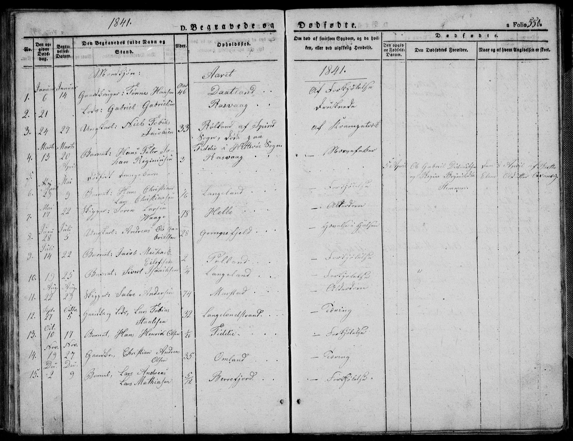 Flekkefjord sokneprestkontor, SAK/1111-0012/F/Fb/Fbb/L0002: Parish register (copy) no. B 2b, 1831-1866, p. 550