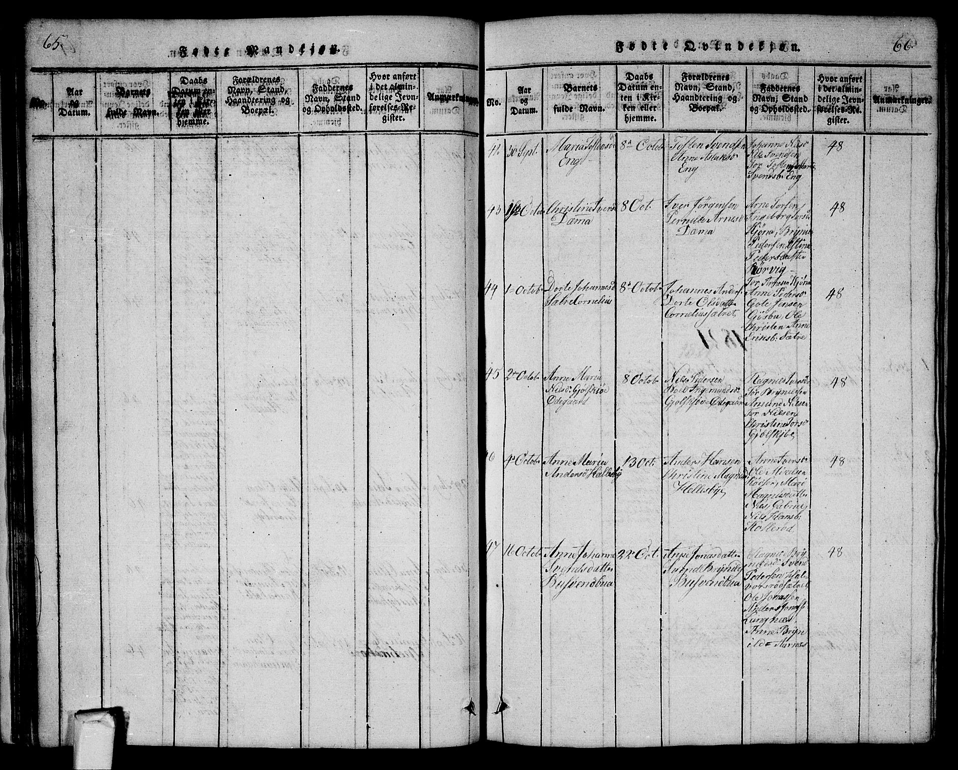 Aremark prestekontor Kirkebøker, AV/SAO-A-10899/G/Ga/L0001: Parish register (copy) no.  I 1, 1814-1834, p. 65-66