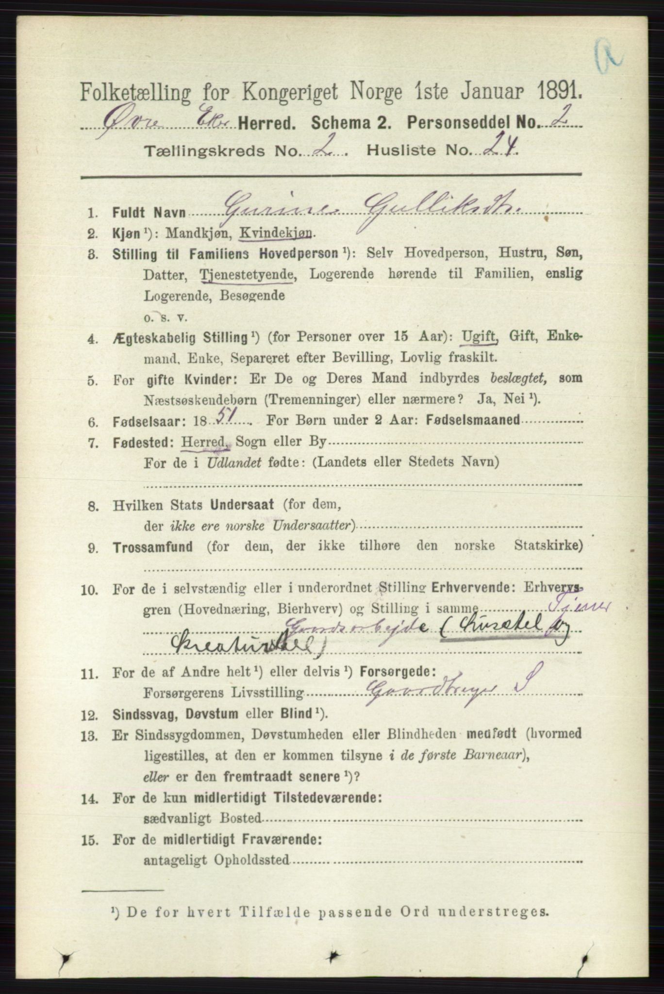 RA, 1891 census for 0624 Øvre Eiker, 1891, p. 670