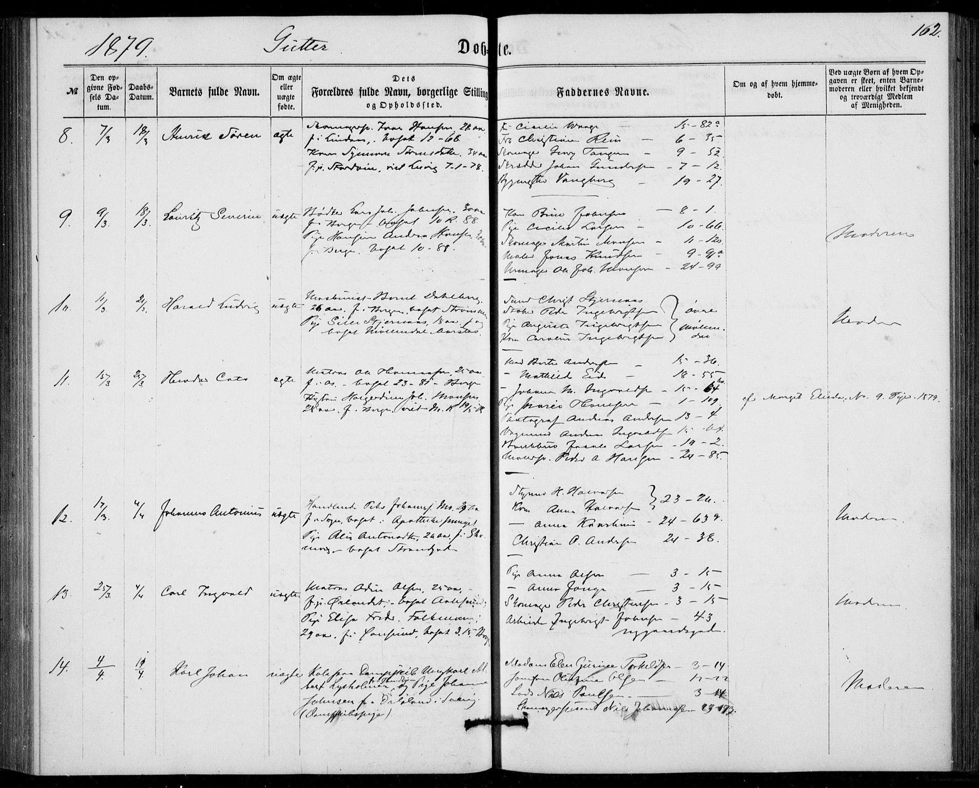 Fødselsstiftelsens sokneprestembete, ført av overlegen*, SAB/-: Parish register (official) no. A 1, 1863-1883, p. 162