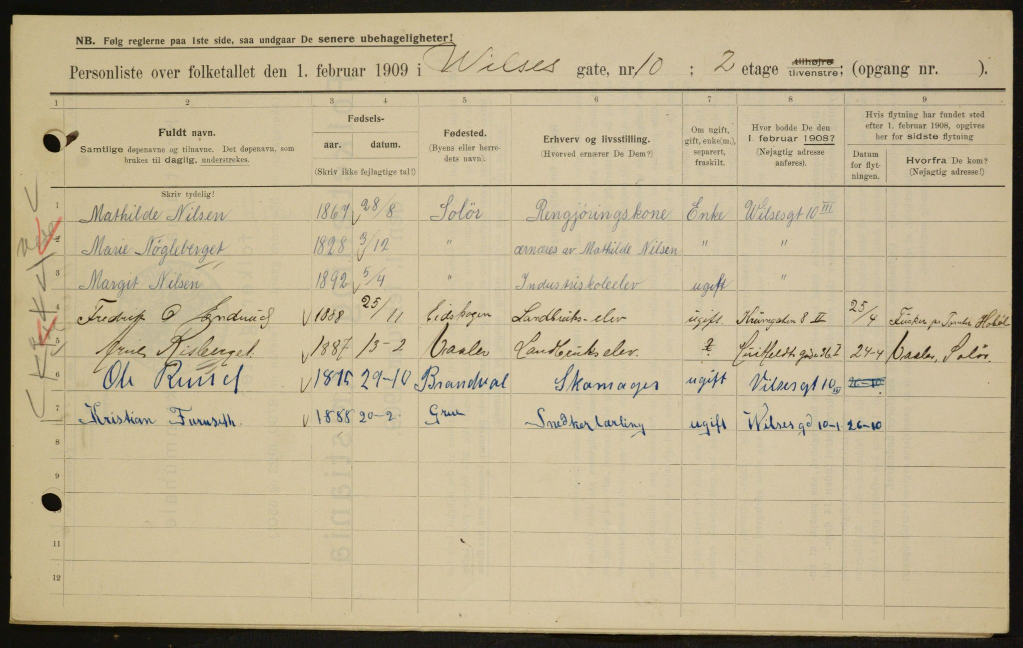 OBA, Municipal Census 1909 for Kristiania, 1909, p. 116658