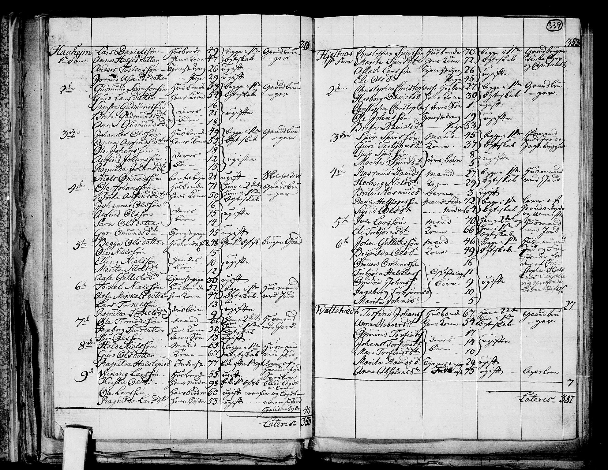 RA, 1801 census for 1234P Granvin, 1801, p. 338b-339a